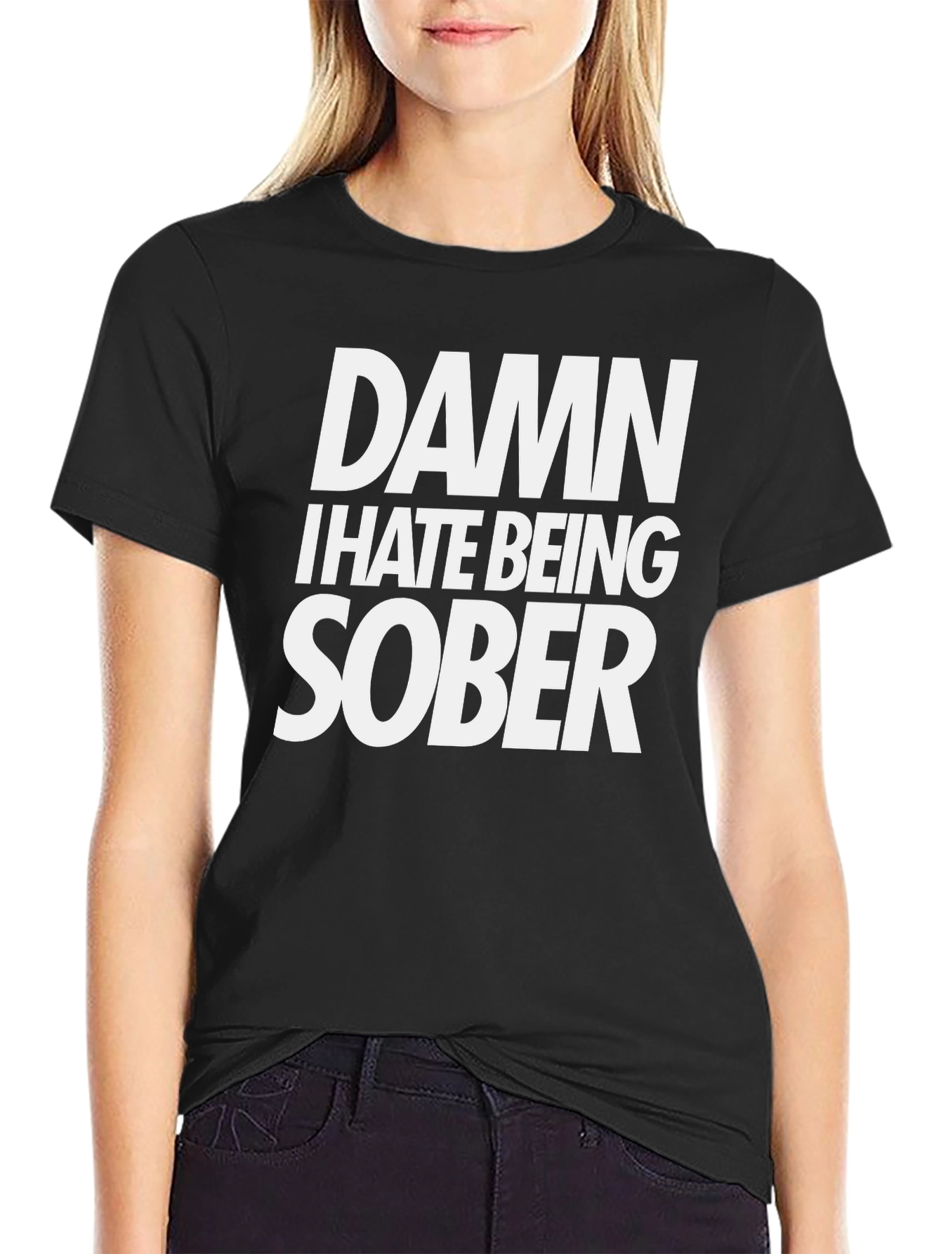 Black Damn I Hate Being Sober Graphic Tee - Black T-Shirt view 2