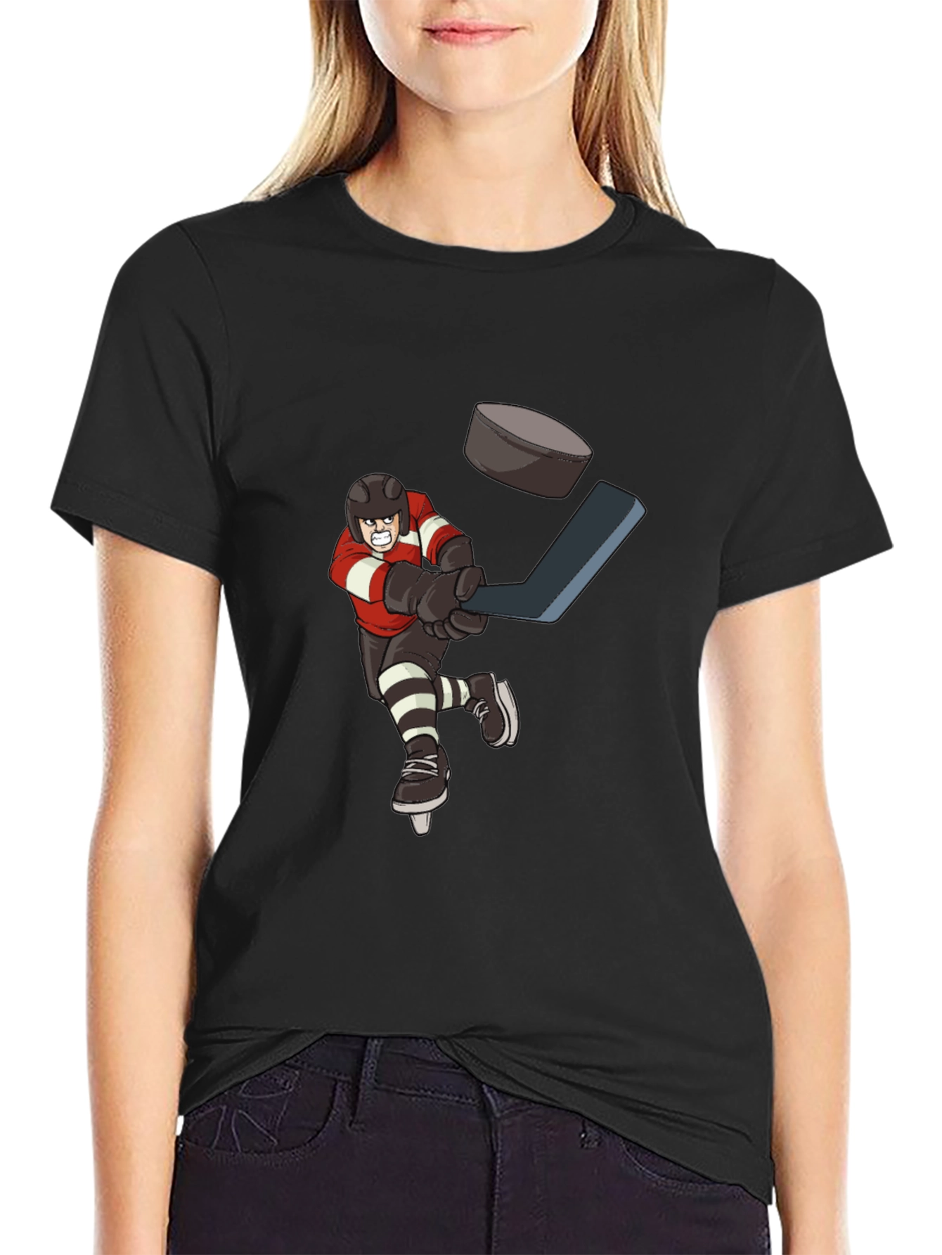 Black Hockey Player T-Shirt view 2