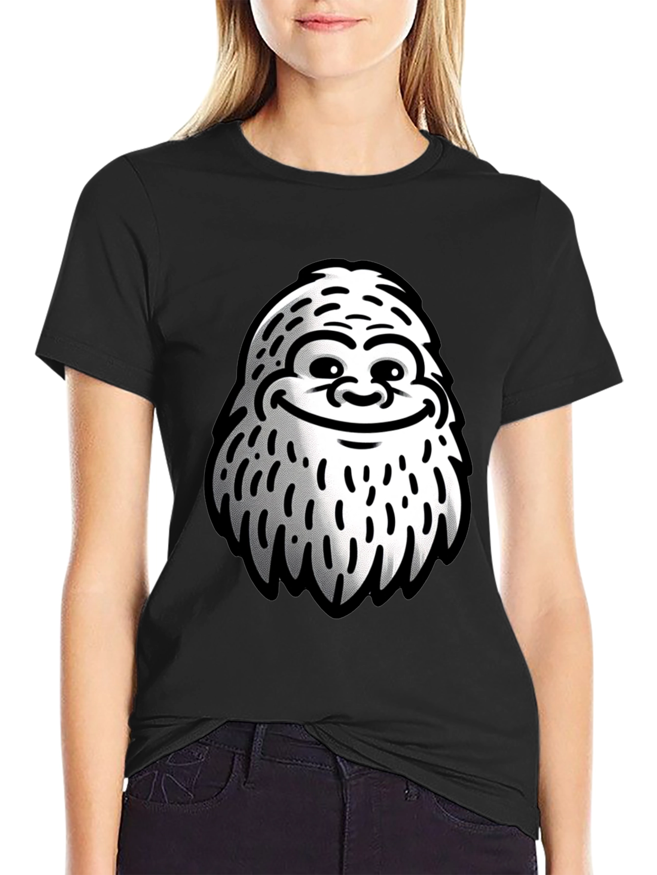 Black Funny Yeti Graphic T-Shirt - Black Cotton Tee view 2