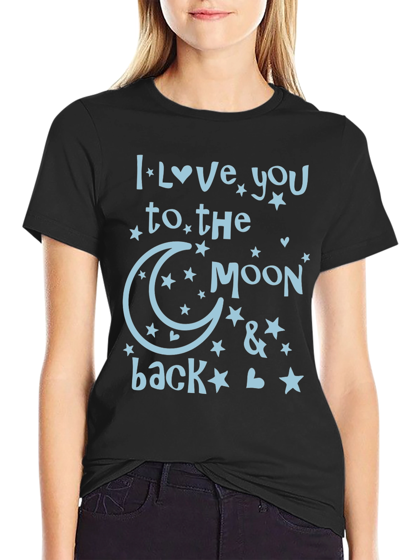 Black I Love You to The Moon and Back T-Shirt view 2