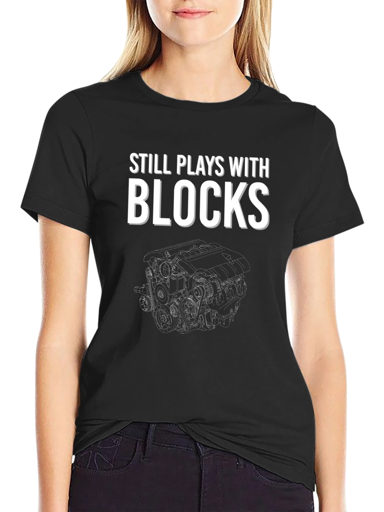Black Still Plays With Blocks Graphic Tee view 2