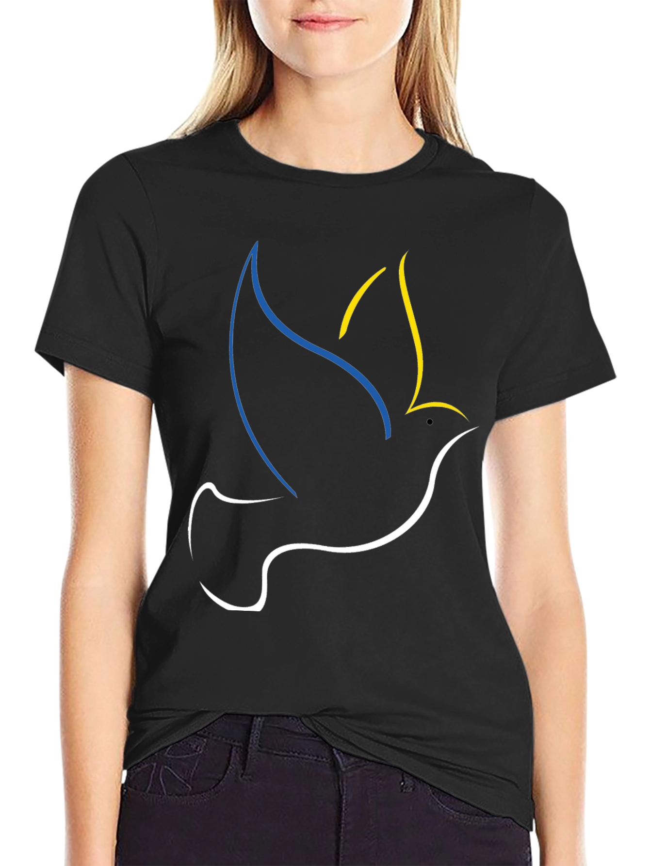 Black Ukraine Dove Peace T-Shirt Black view 2