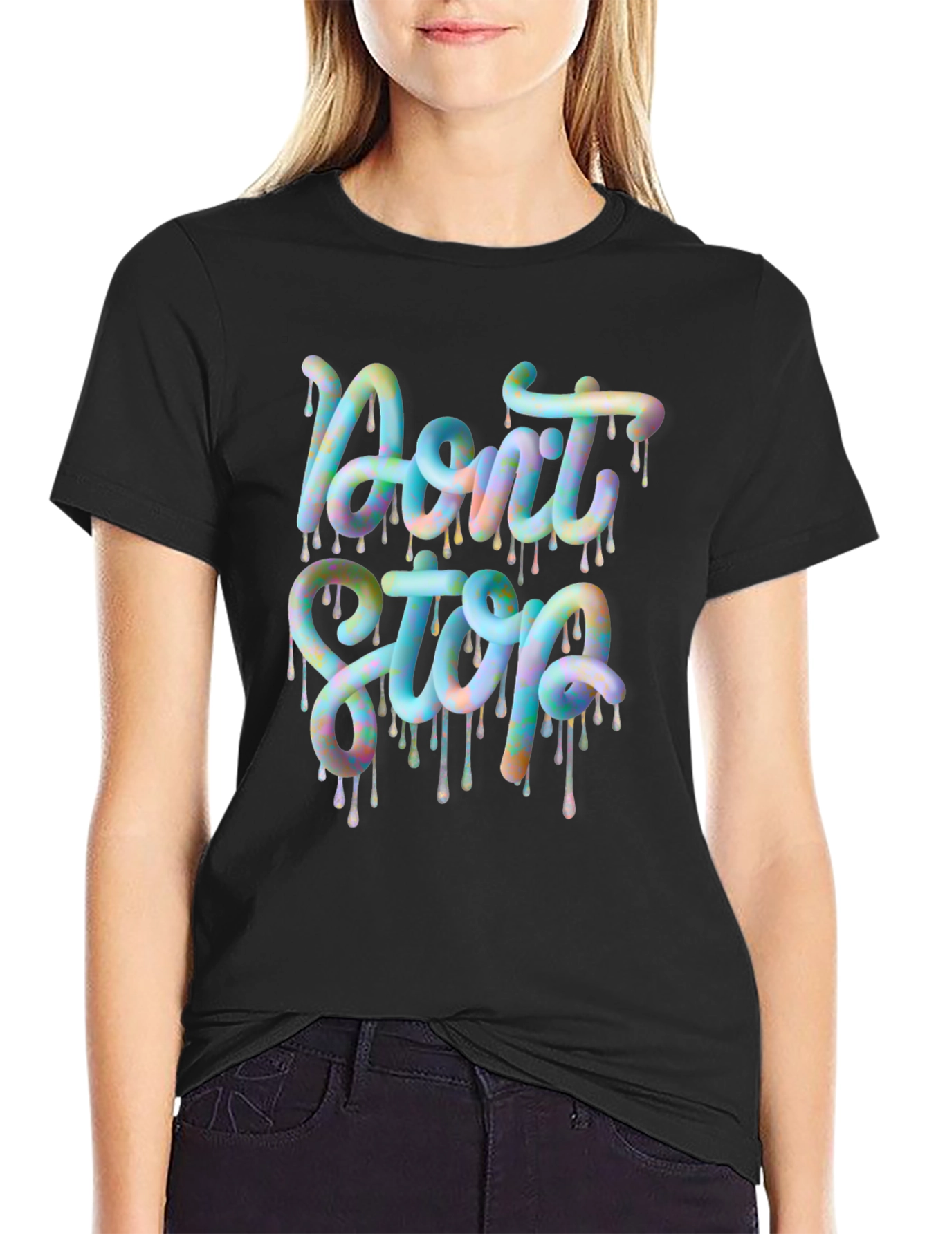 Black Don't Stop Graphic Tee - Trendy Design view 2