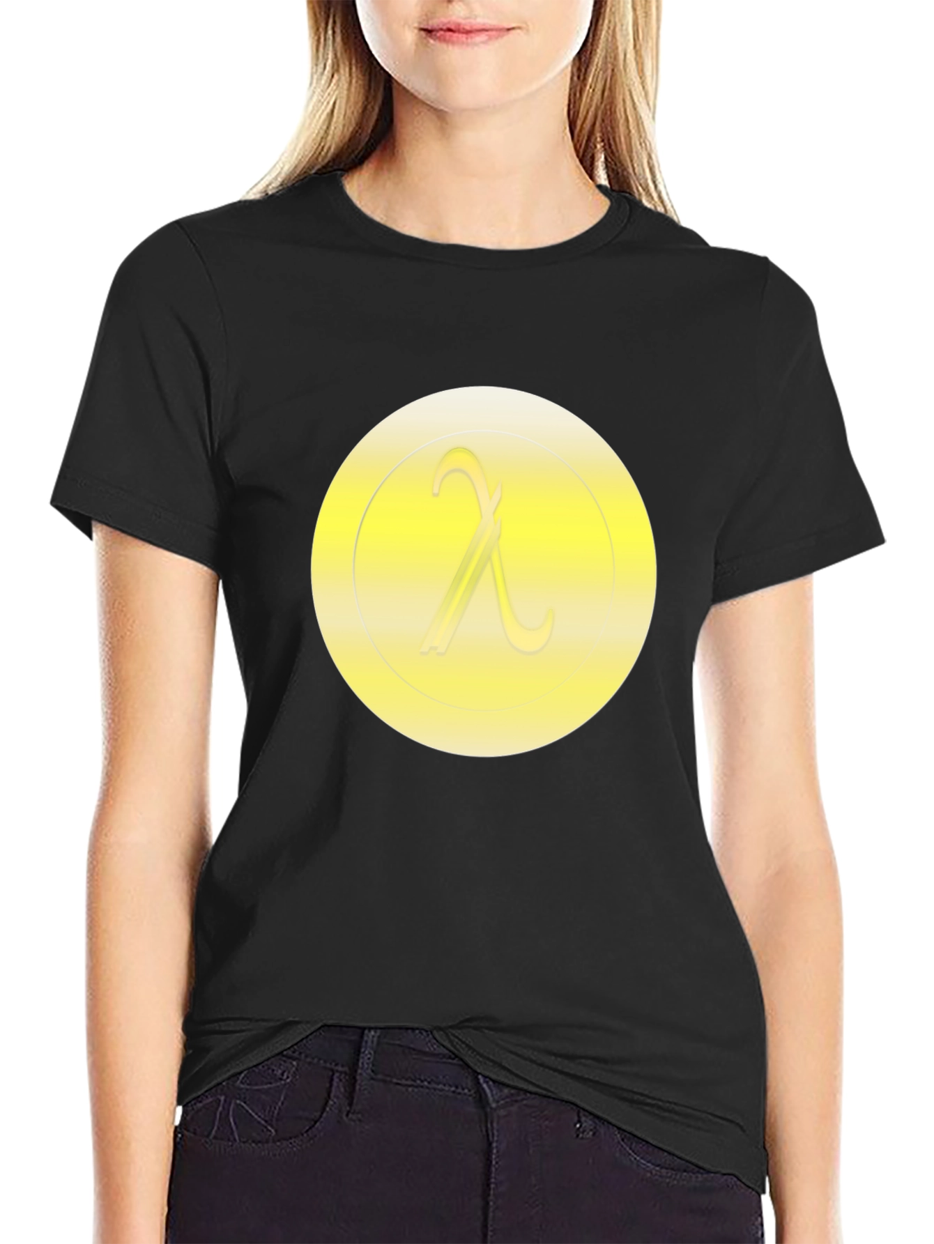 Black Lambda Symbol T-Shirt - Minimalist Design view 2