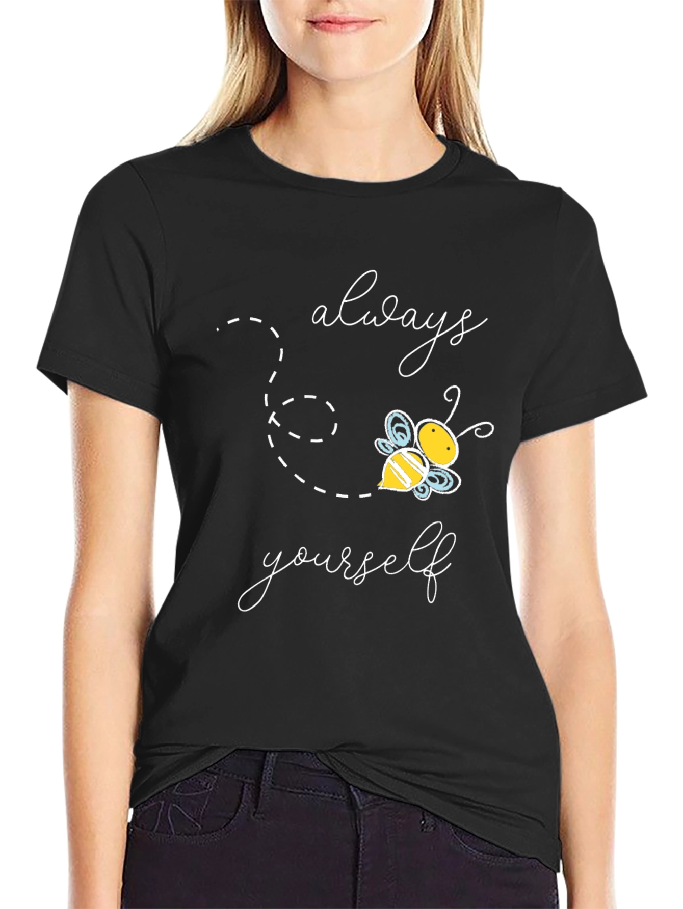 Black Always Bee Yourself Graphic Tee - Black view 2