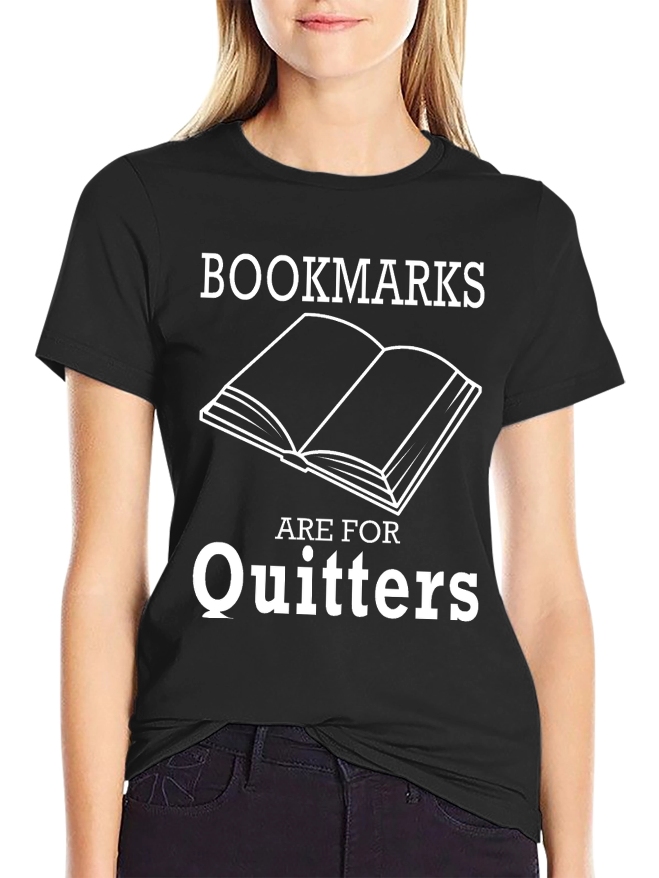 Black Bookmarks Are For Quitters Graphic Novelty T-Shirt view 2