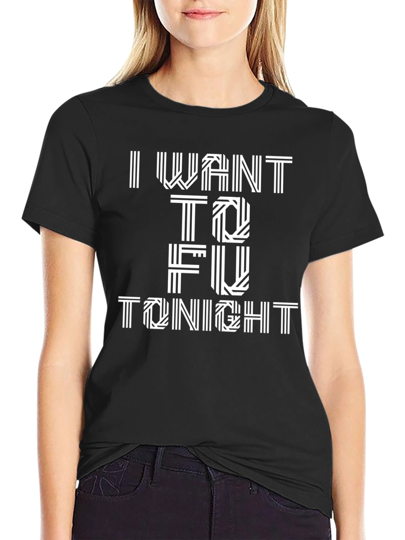 Black I Want To Fu Tonight Men's Black Graphic T-Shirt view 2