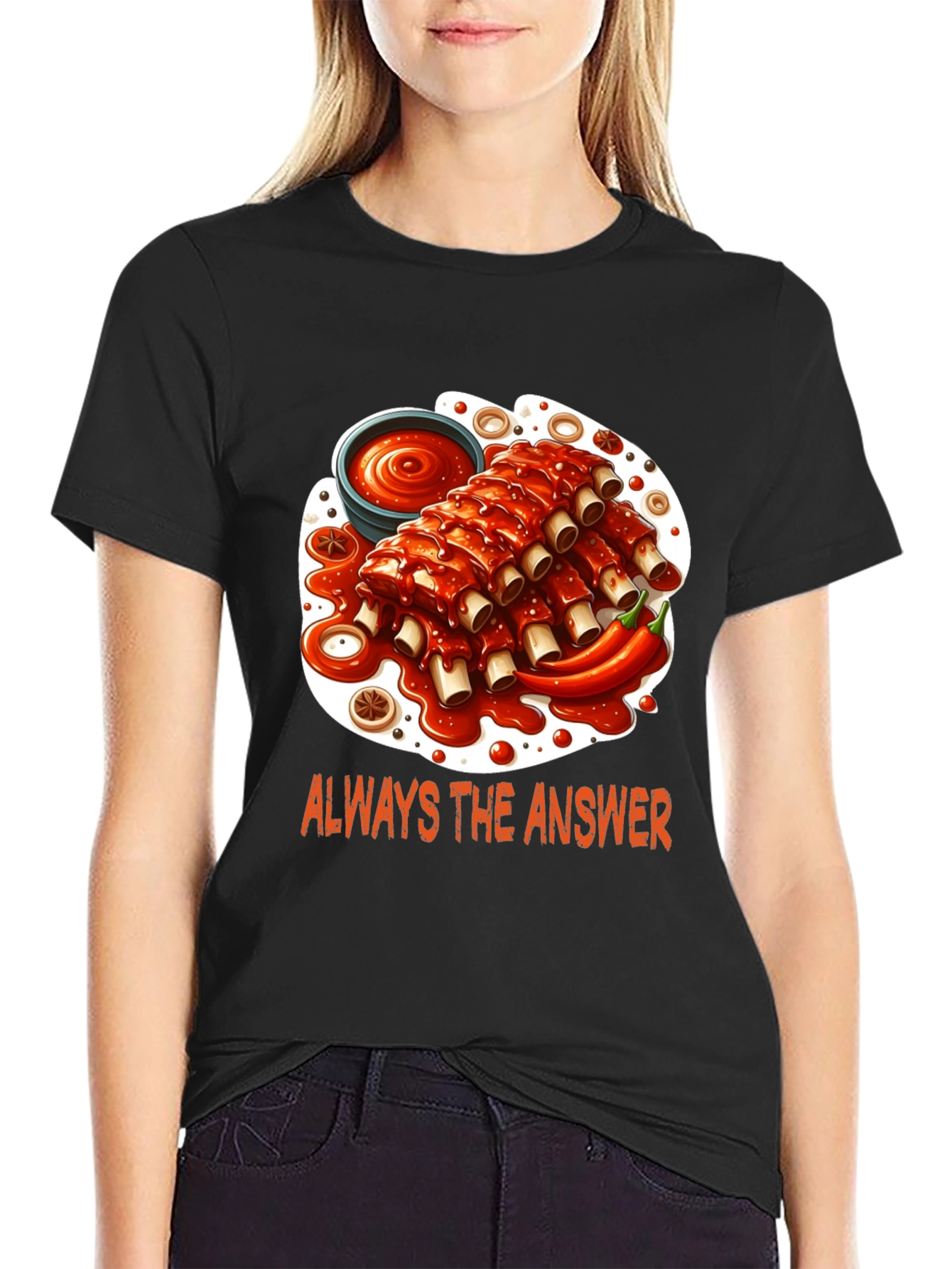 Black Ribs Graphic T-Shirt - Always the Answer view 2