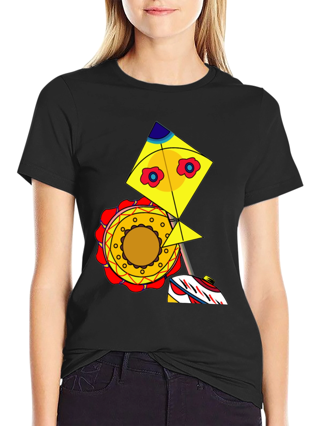 Black Kite Graphic Tee - Whimsical Design, Casual Style view 2