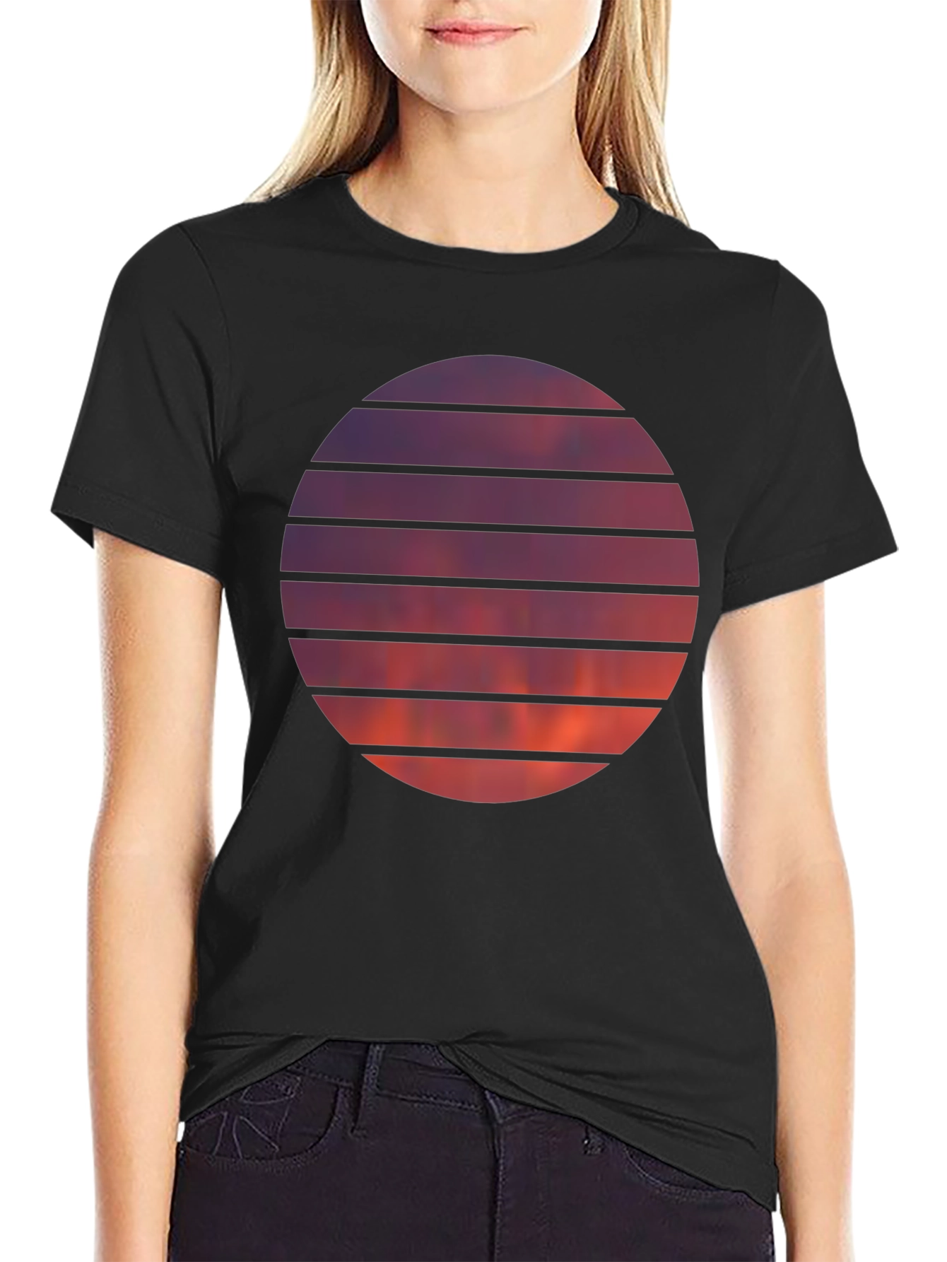 Black Sunset Circle Graphic Tee view 2