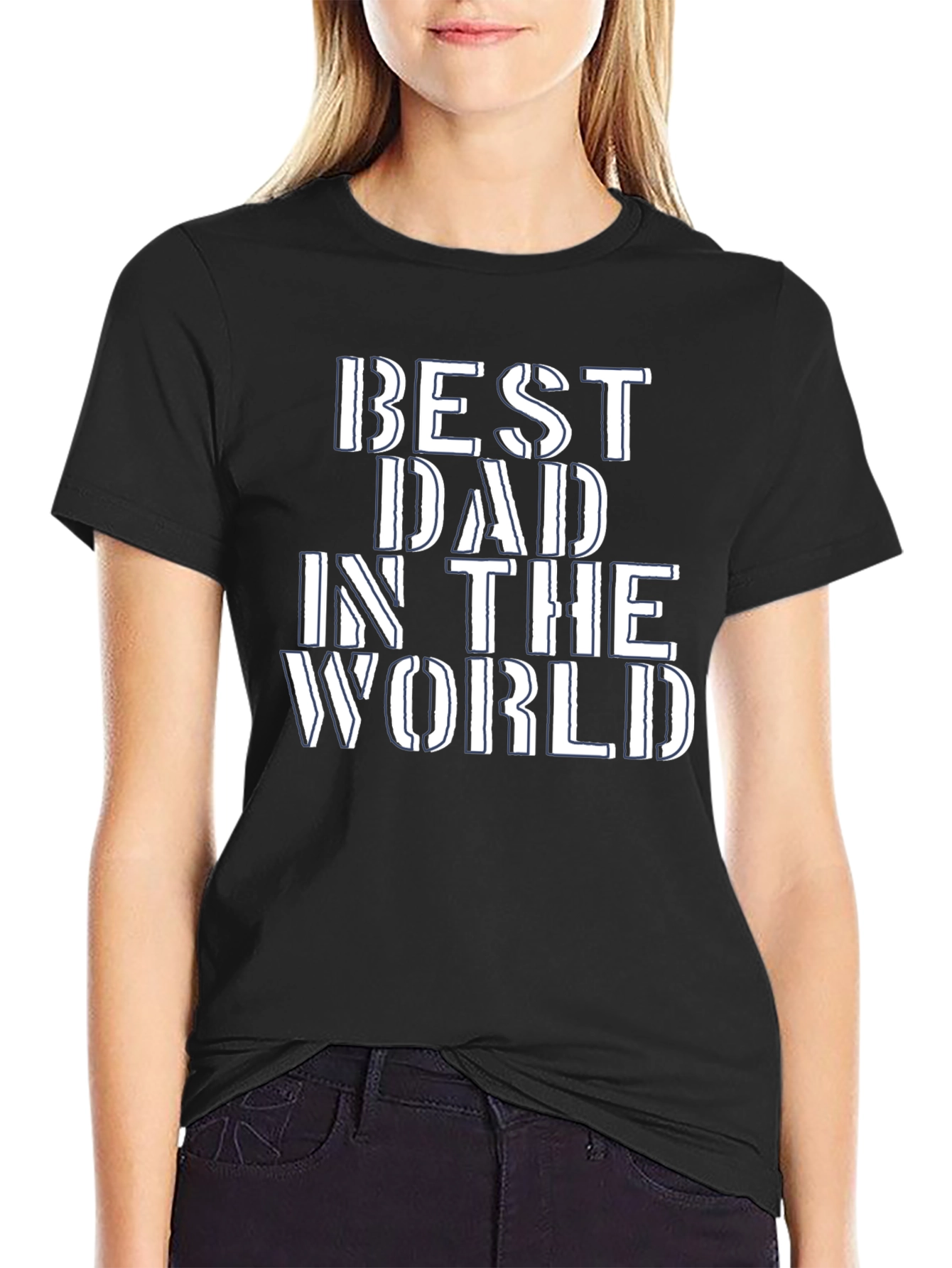 Black Best Dad in the World Graphic Tee - Black view 2