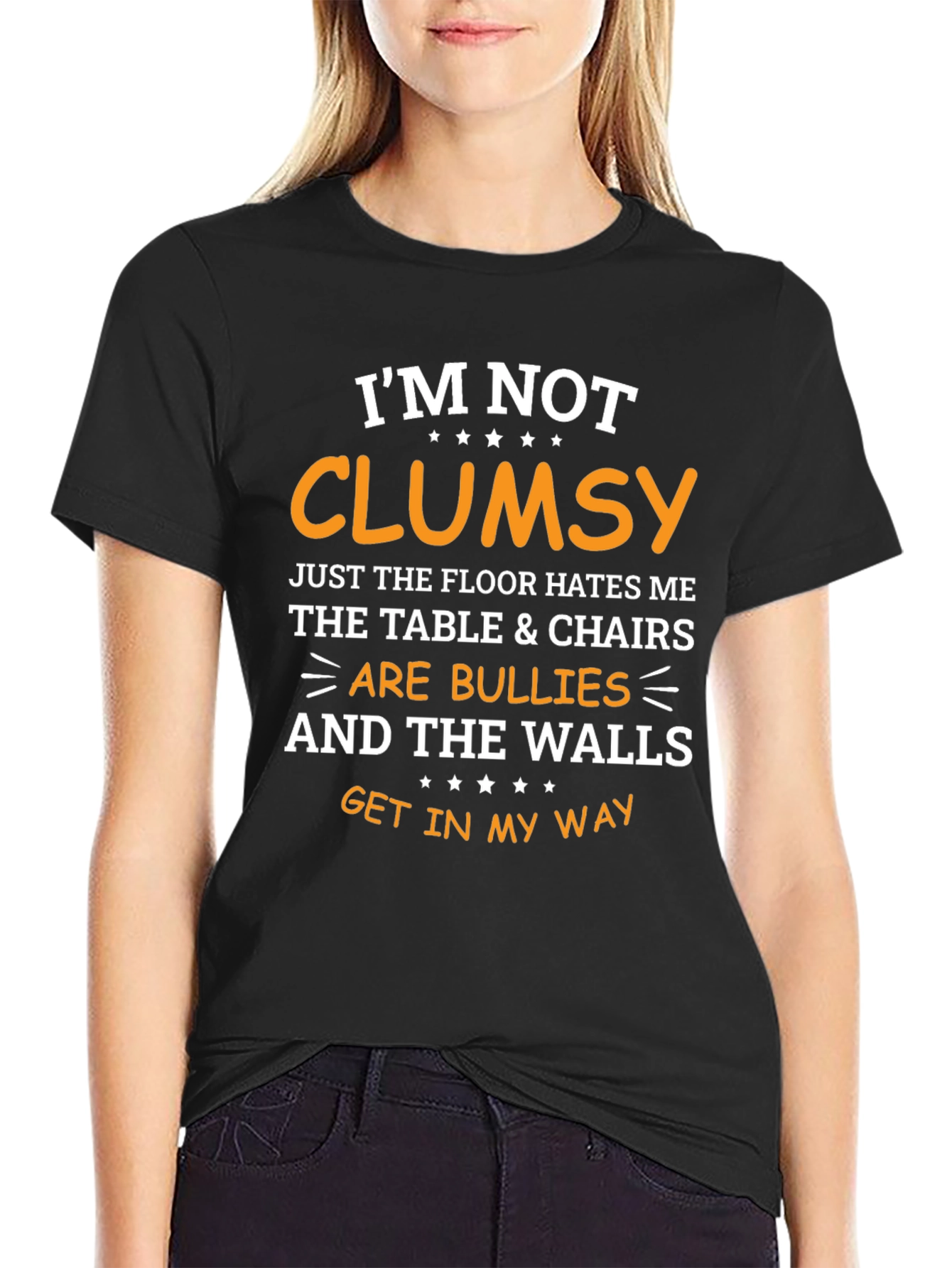 Black Funny 'I'm Not Clumsy' Graphic T-Shirt view 2