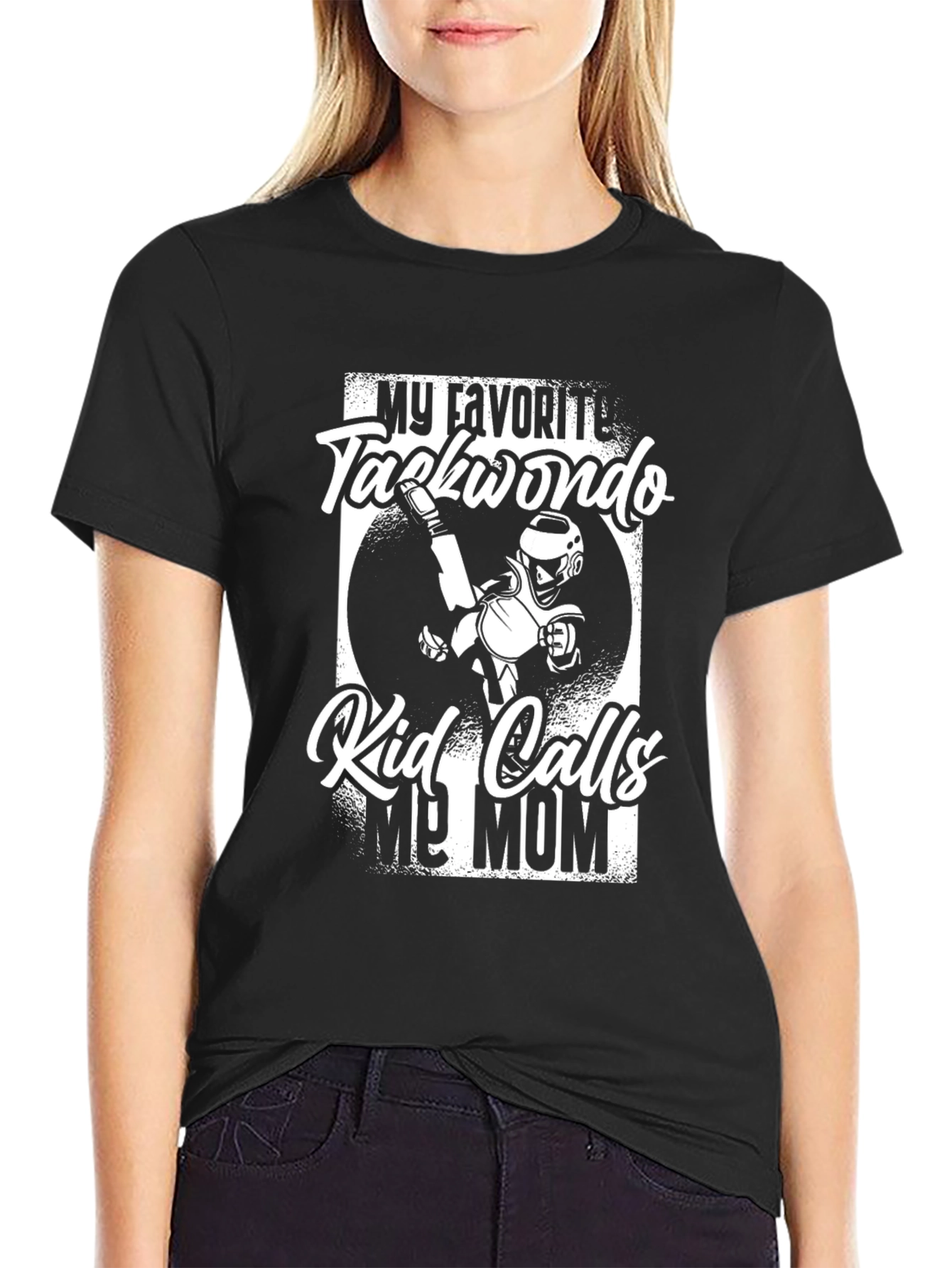 Black Taekwondo Mom T-Shirt view 2