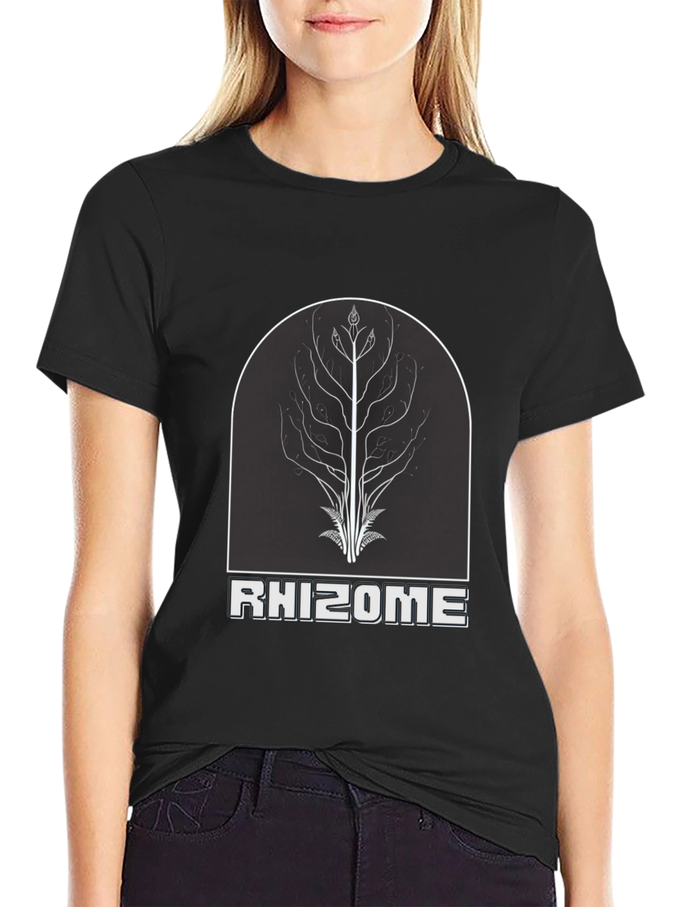 Black Rhizome Tree Graphic Tee - Nature Inspired Design view 2