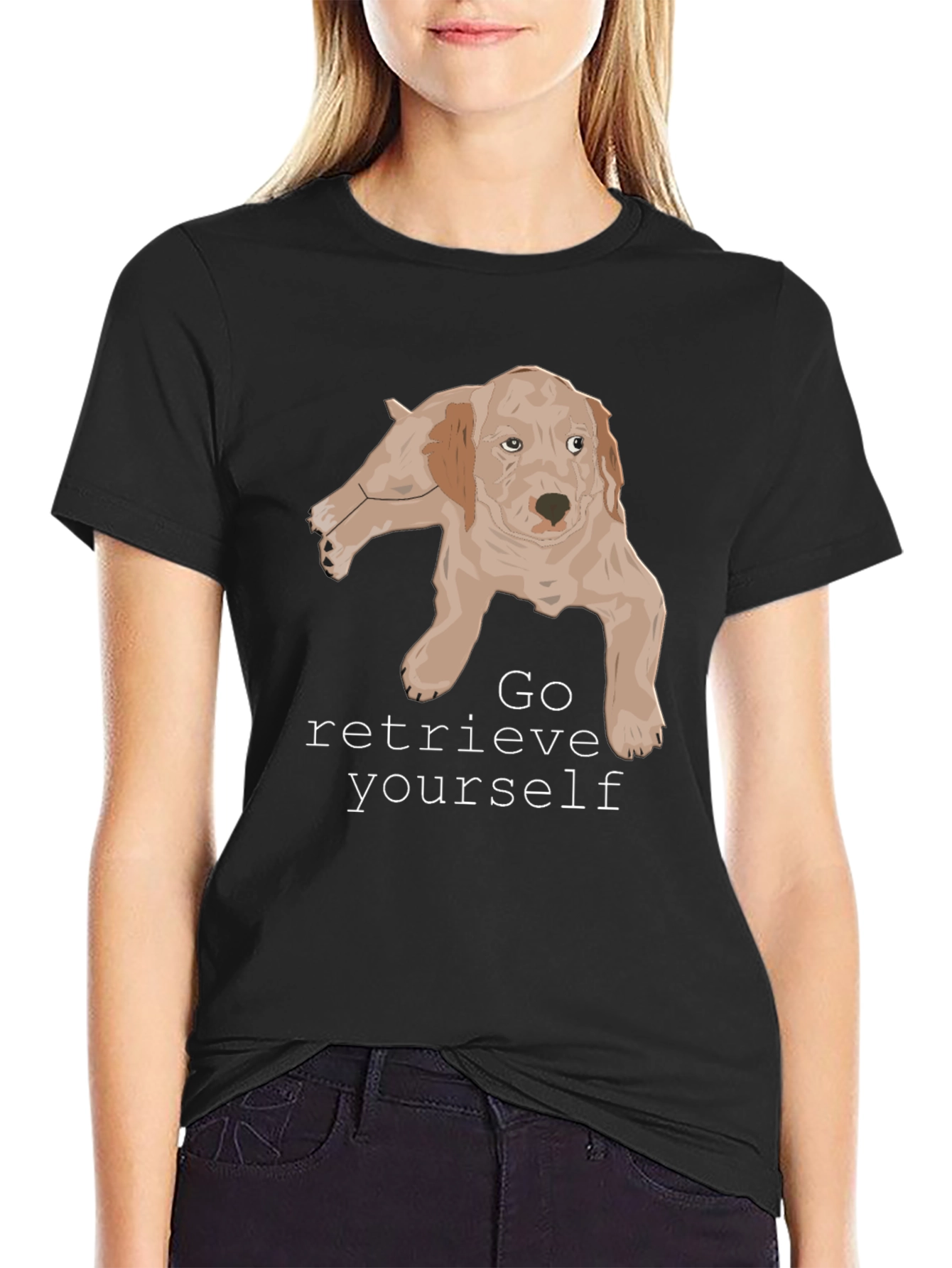 Black Go Retrieve Yourself Dog Graphic T-Shirt view 2