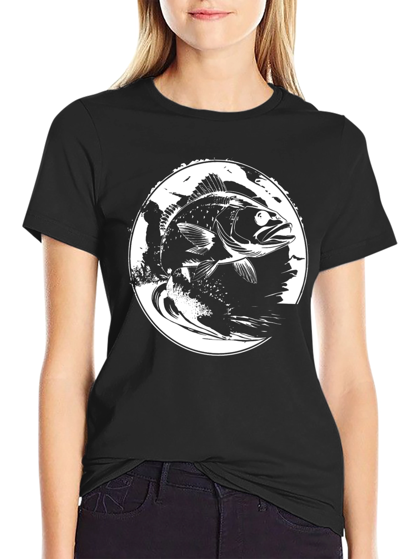Black Bass Fish Graphic Tee - Black view 2