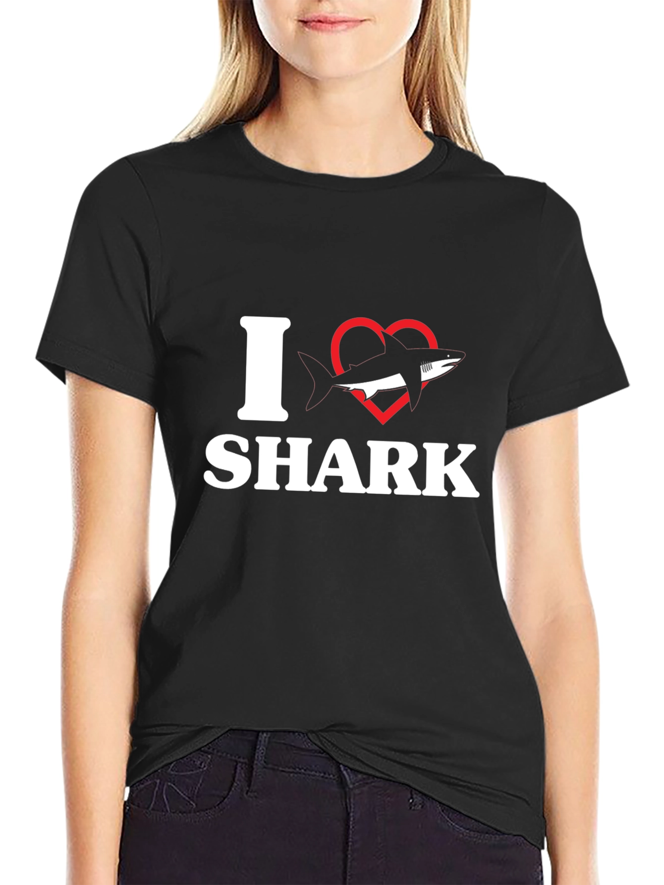 Black I Love Sharks T-Shirt - Black view 2