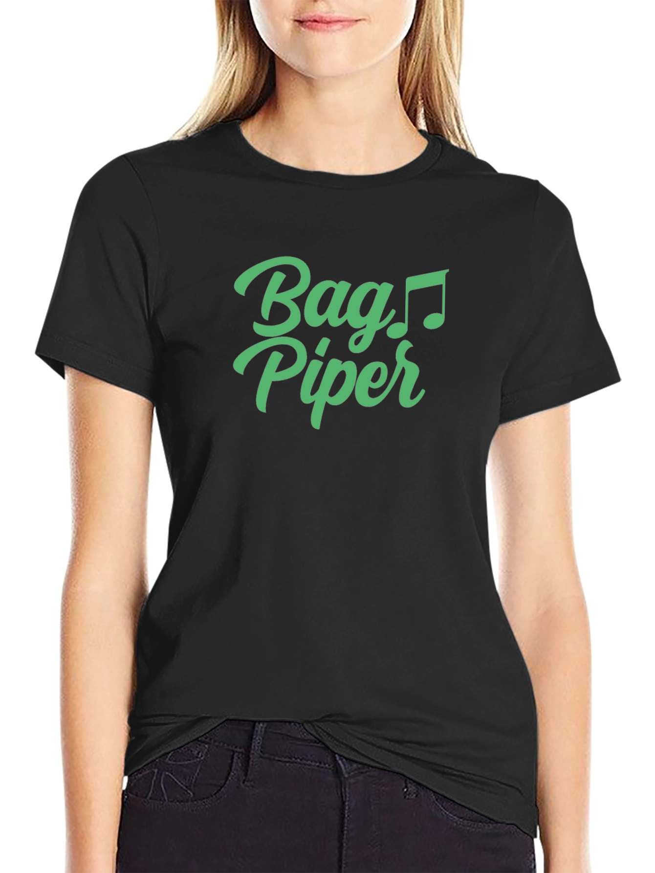 Black Bagpiper T-Shirt - Music Lover's Tee view 2