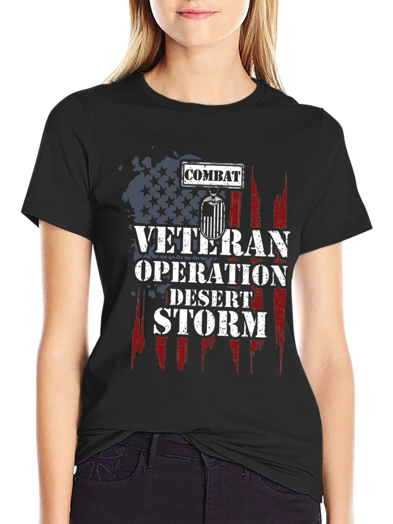 Black Combat Veteran Operation Desert Storm T-Shirt view 2