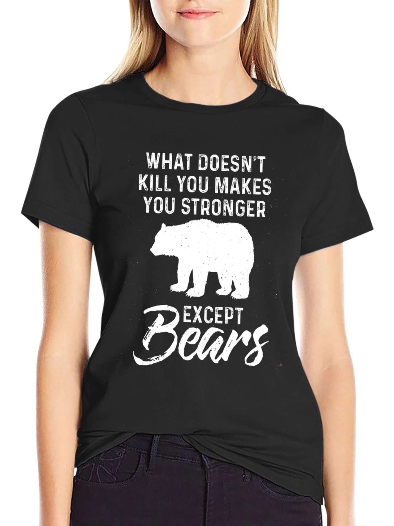 Black What Doesn't Kill You Except Bears T-Shirt view 2