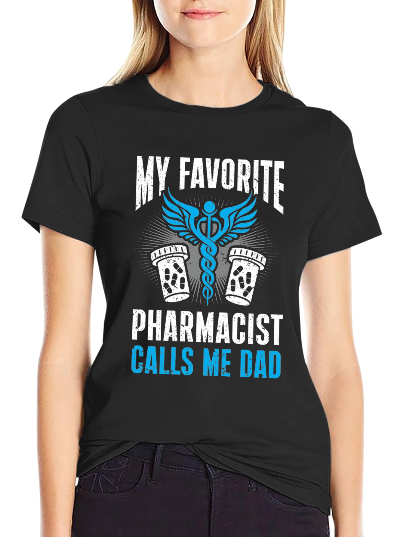 Black Pharmacist Dad T-Shirt: My Favorite Calls Me Dad view 2