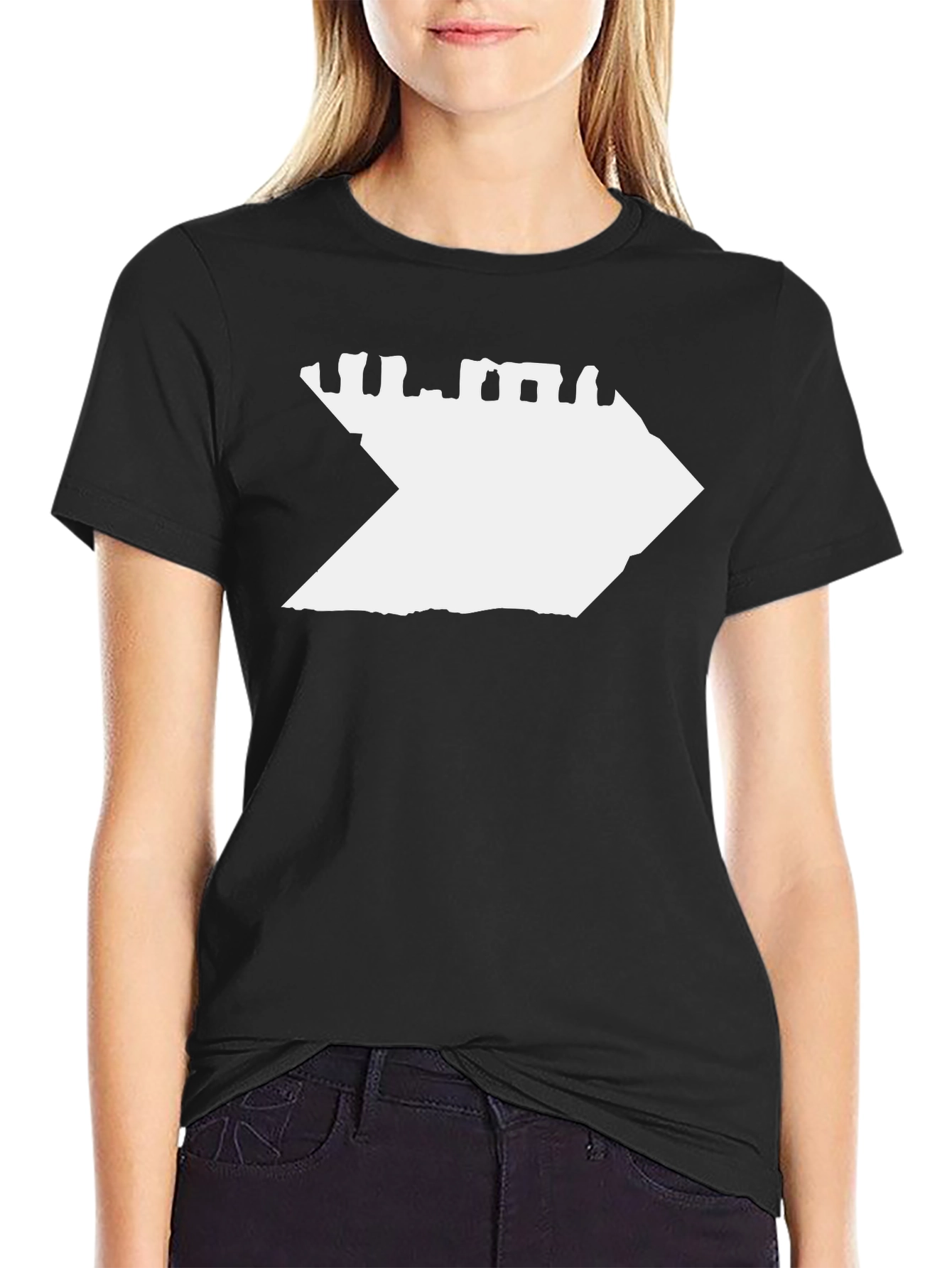 Black Abstract Graphic Print T-Shirt - Casual Black Tee view 2