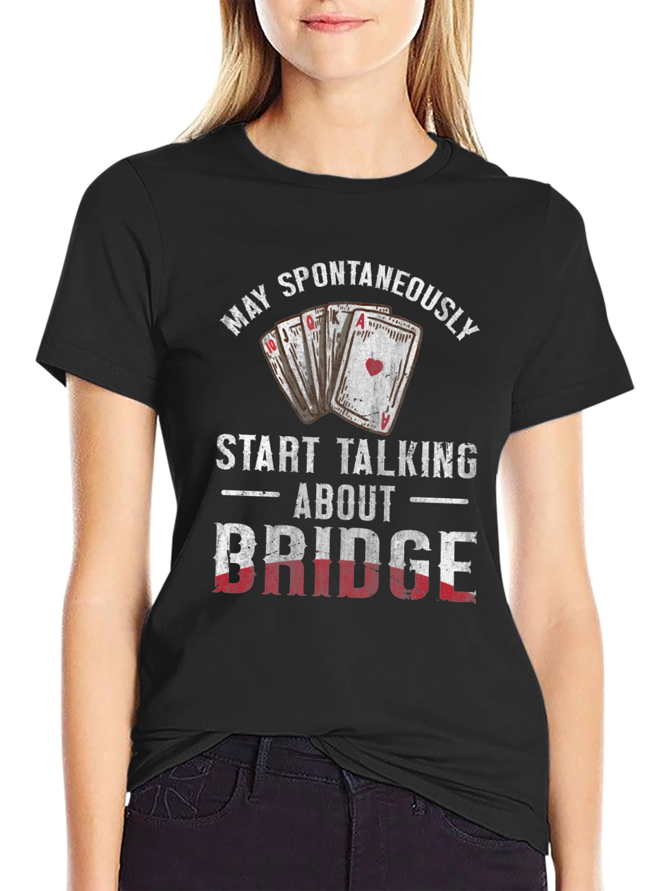 Black Bridge Humor T-Shirt: May Spontaneously Start Talking view 2