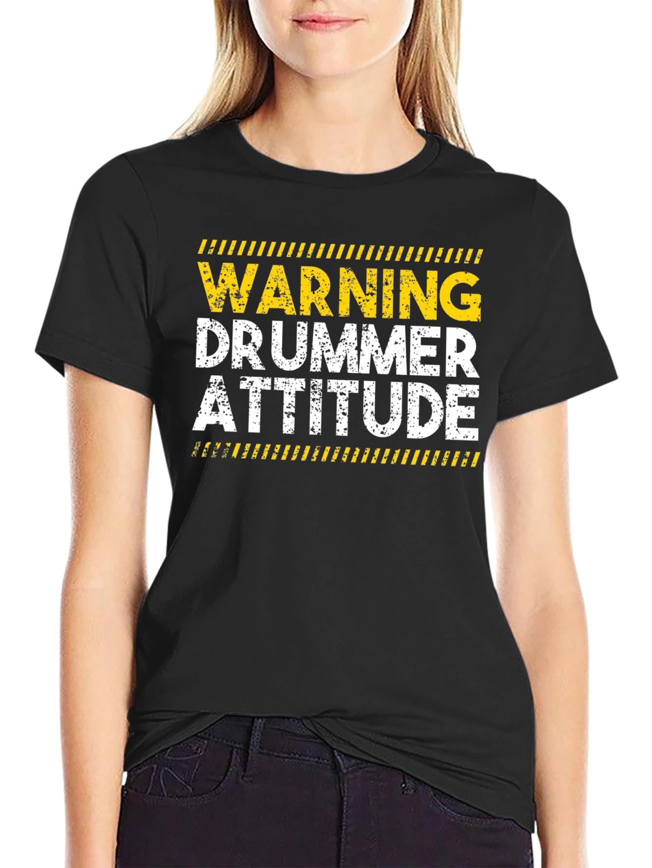 Black Warning Drummer Attitude T-Shirt view 2