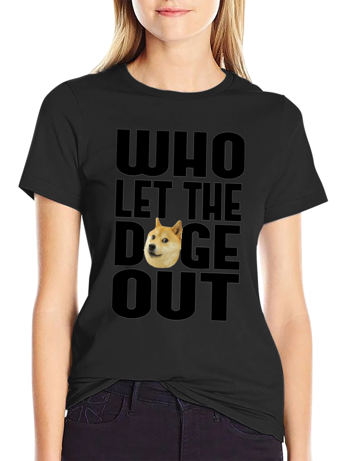 Black Who Let The Doge Out T-Shirt view 2