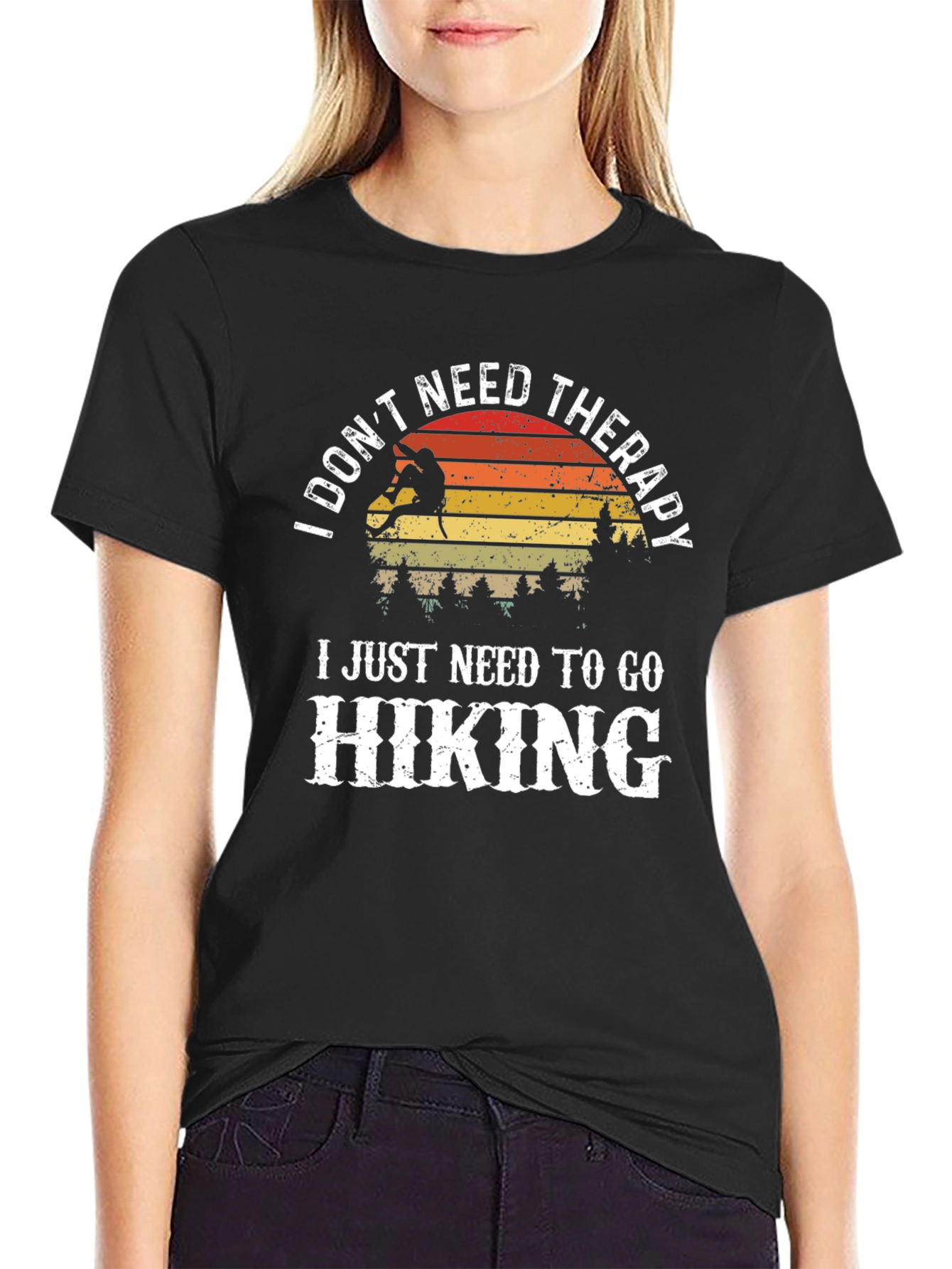 Black I Don't Need Therapy Hiking T-Shirt view 2
