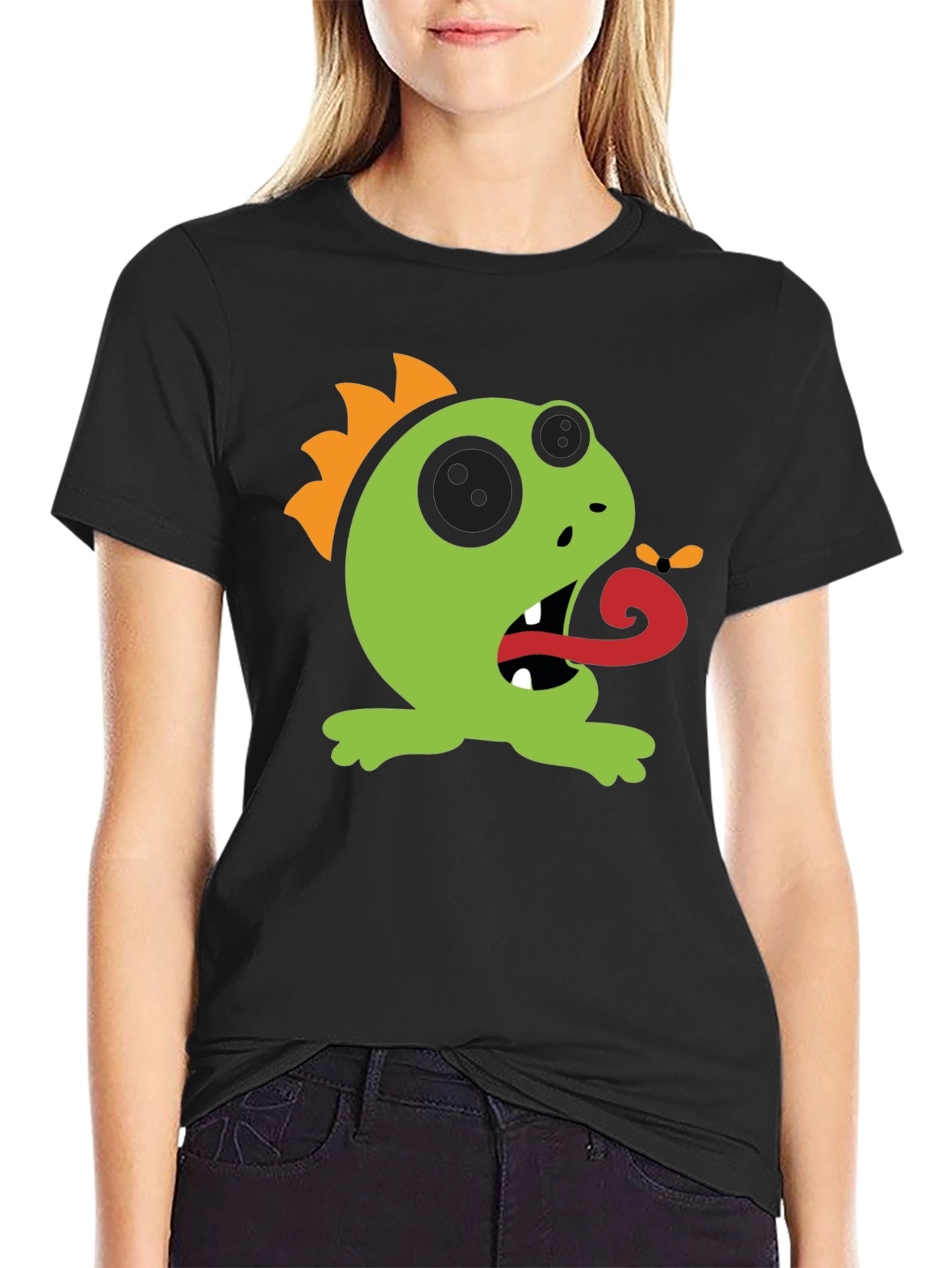 Black Cartoon Monster Graphic Tee - Black view 2
