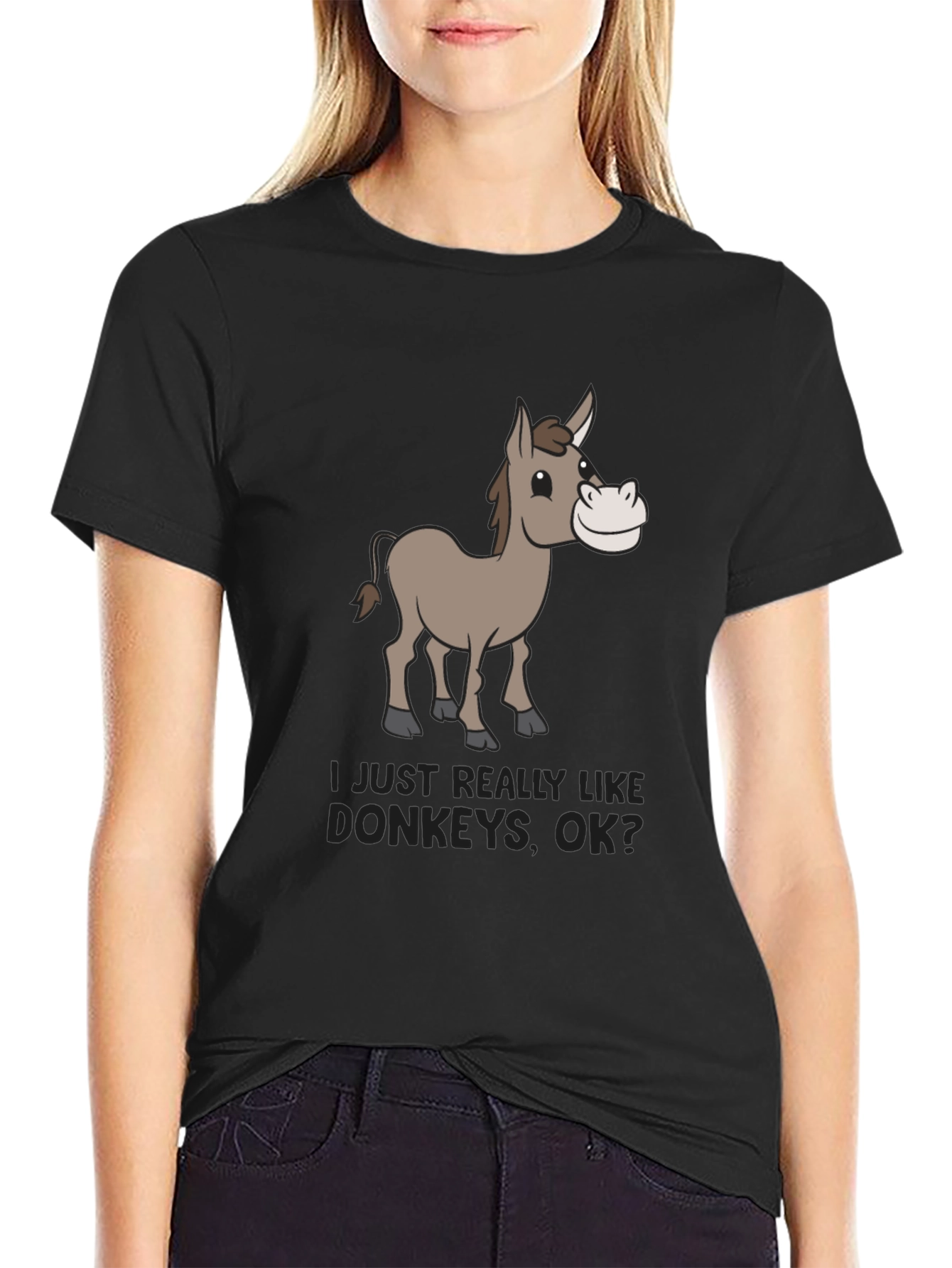 Black Funny Donkey Lover Graphic Tee - Black view 2