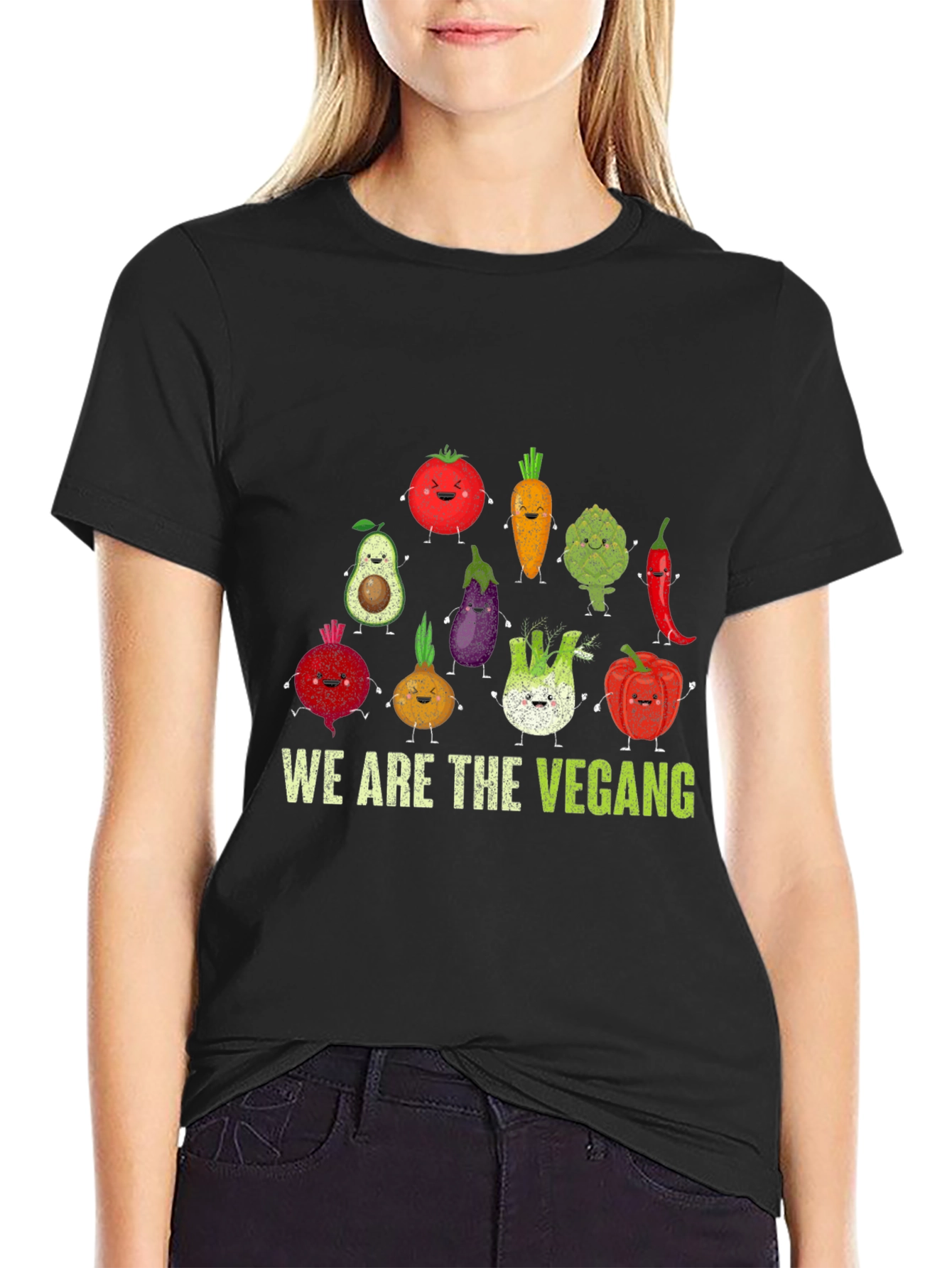 Black Funny Vegan T-Shirt - We Are The Vegang view 2