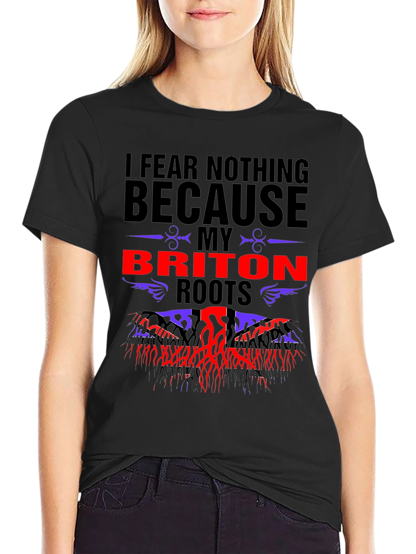 Black Briton Roots T-Shirt - I Fear Nothing Tee view 2