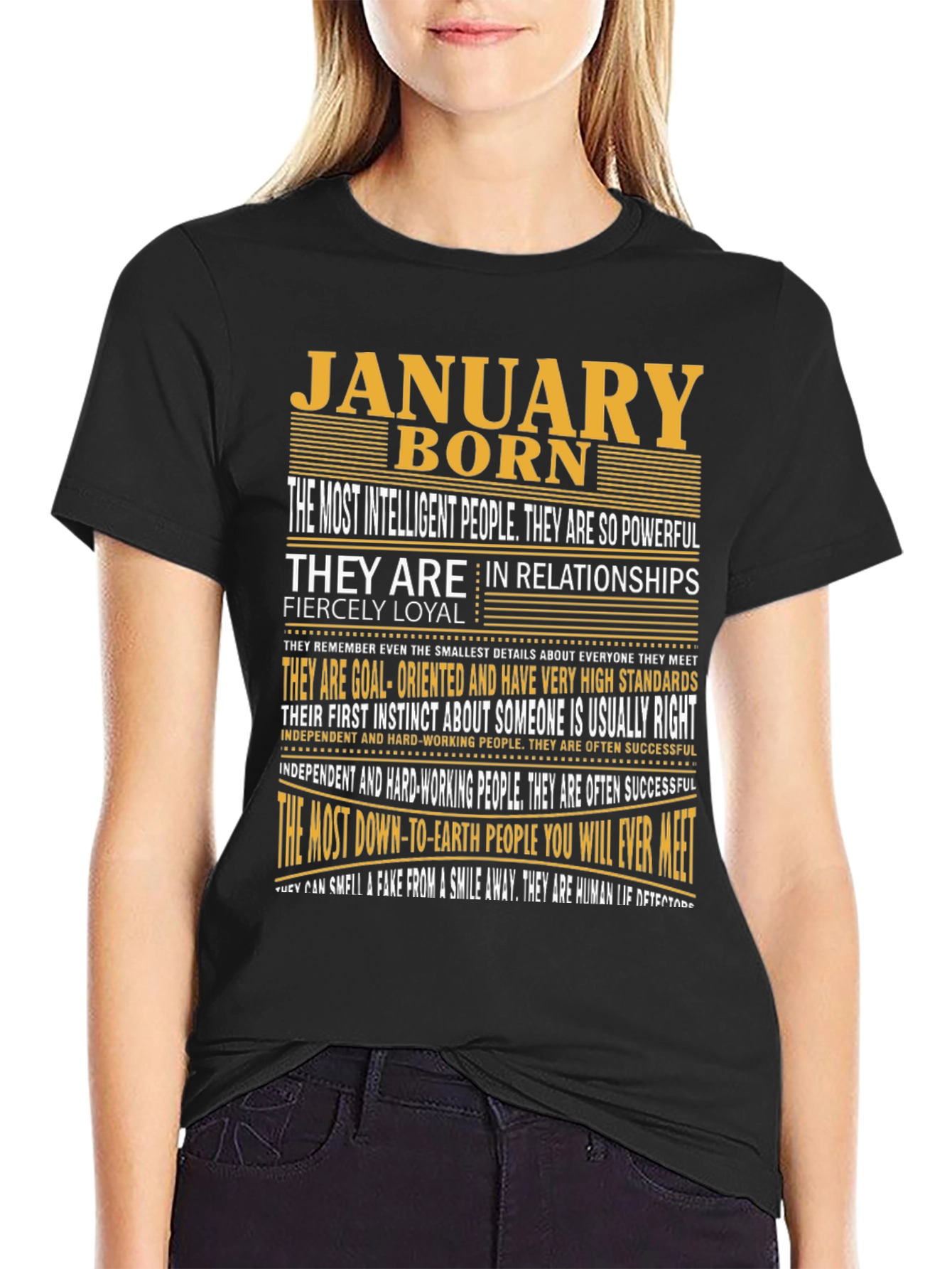 Black January Born Graphic Tee - Intelligent & Loyal view 2