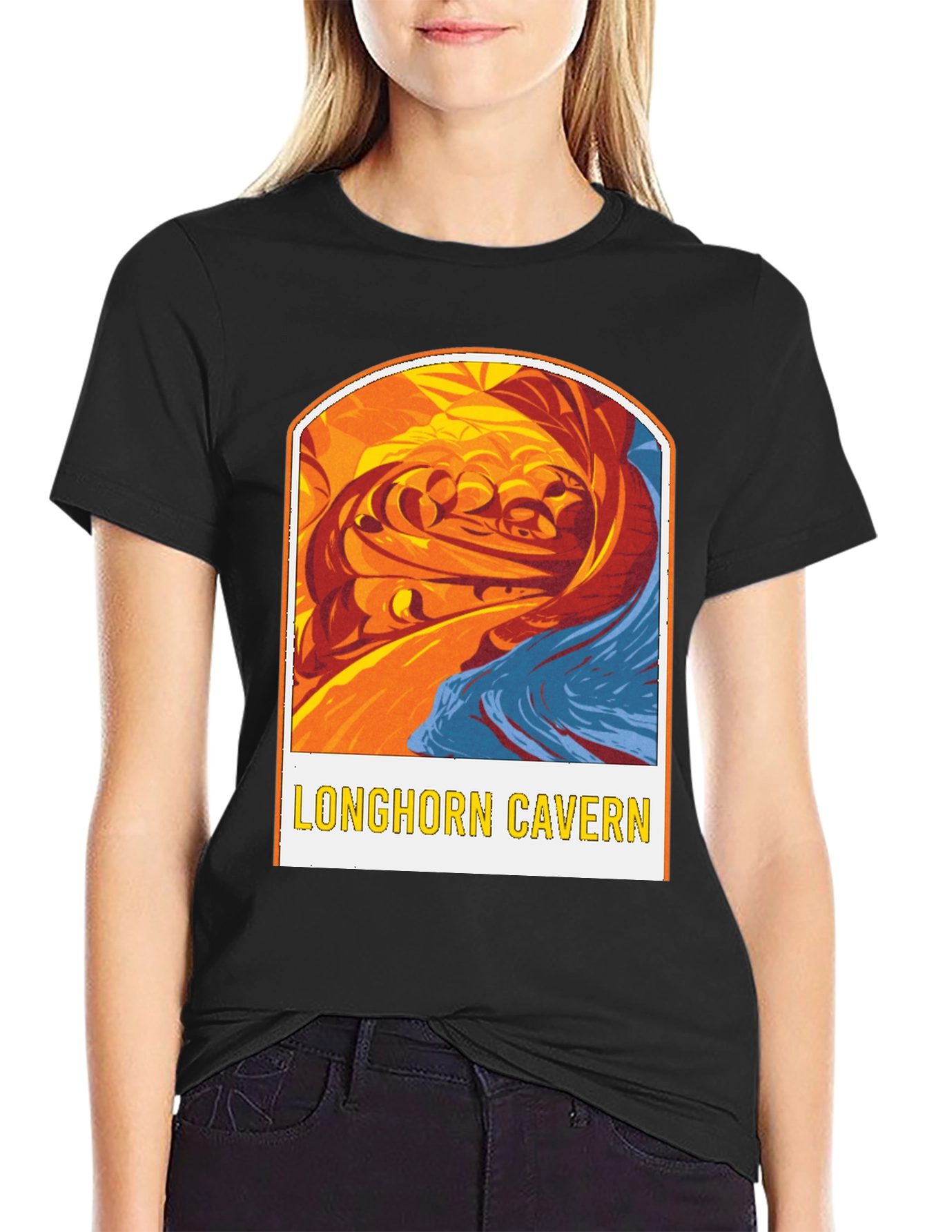 Black Longhorn Cavern Graphic Tee - Black Cotton Blend view 2