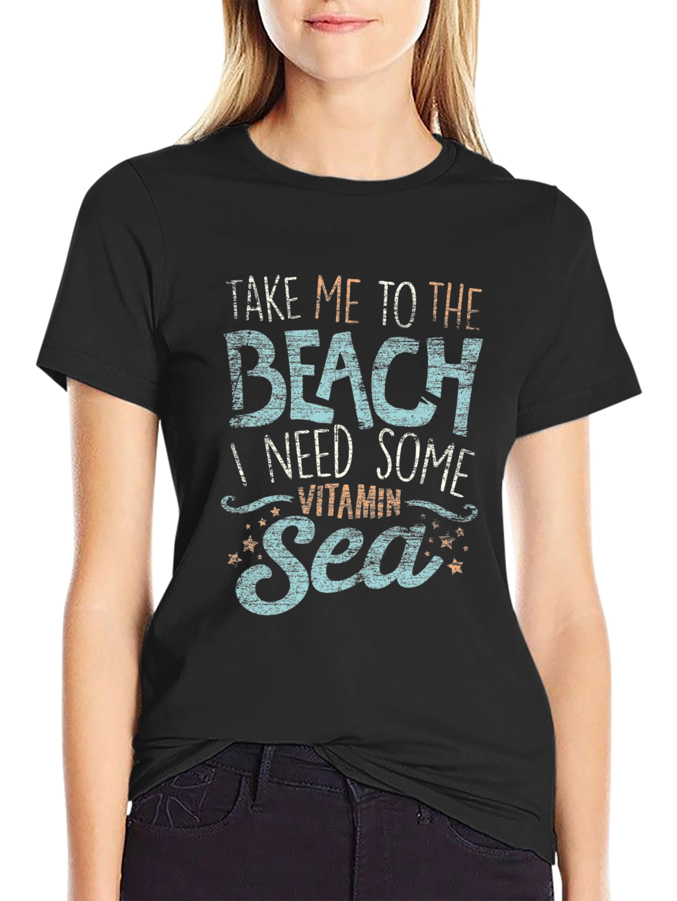Black Beach Vitamin Sea Graphic Tee - Black view 2