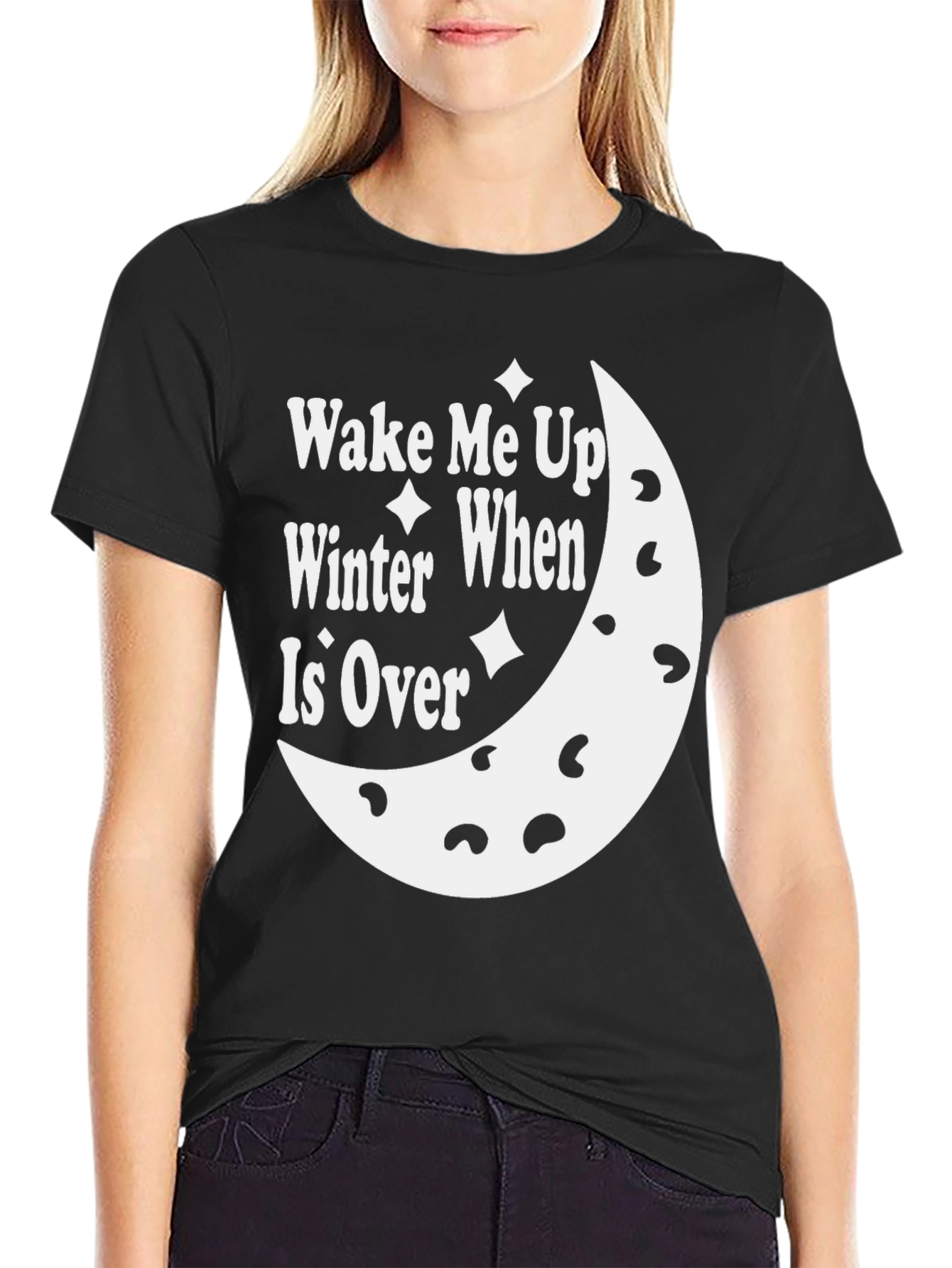 Black Wake Me Up When Winter Is Over T-Shirt view 2