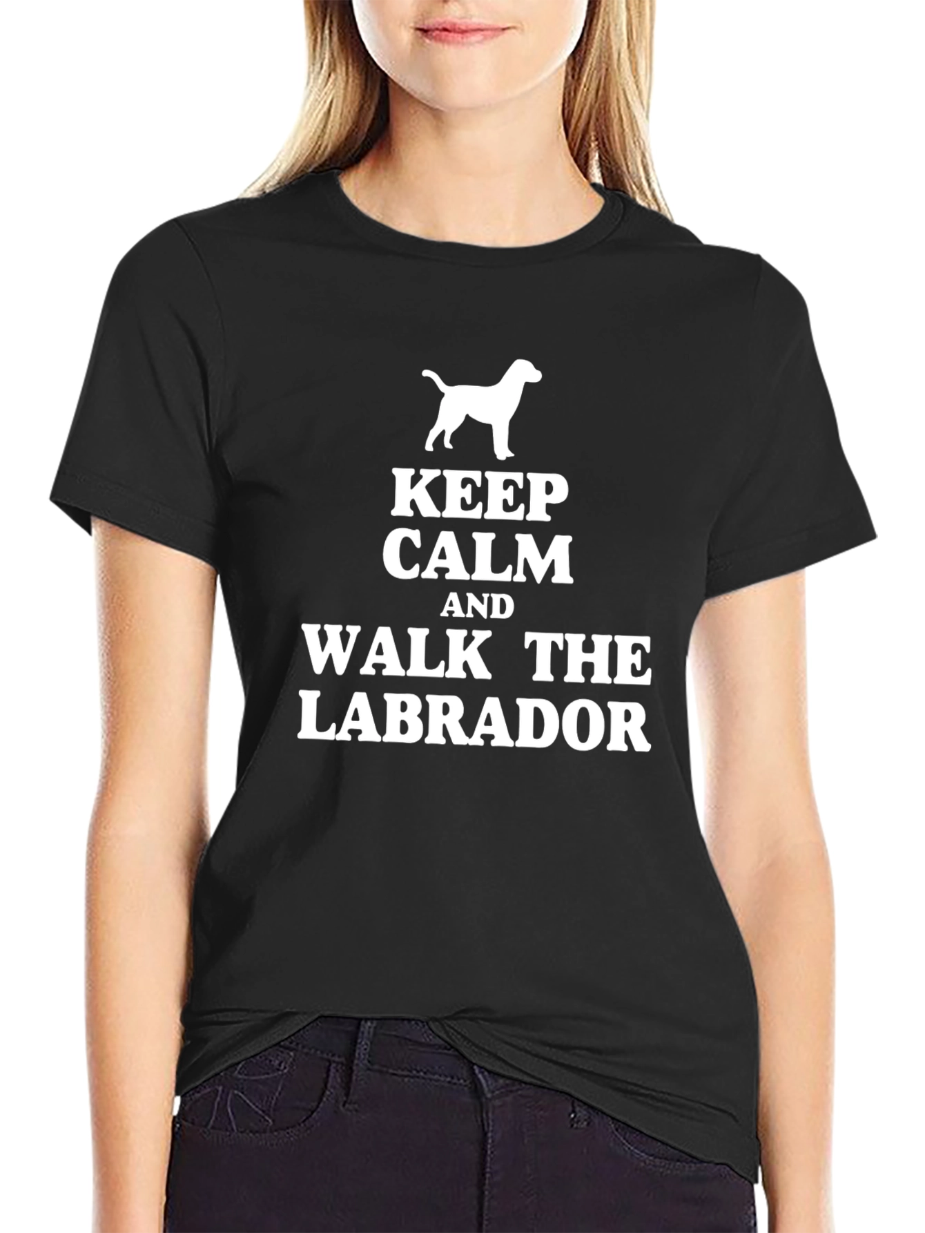 Black Keep Calm & Walk the Labrador T-Shirt view 2