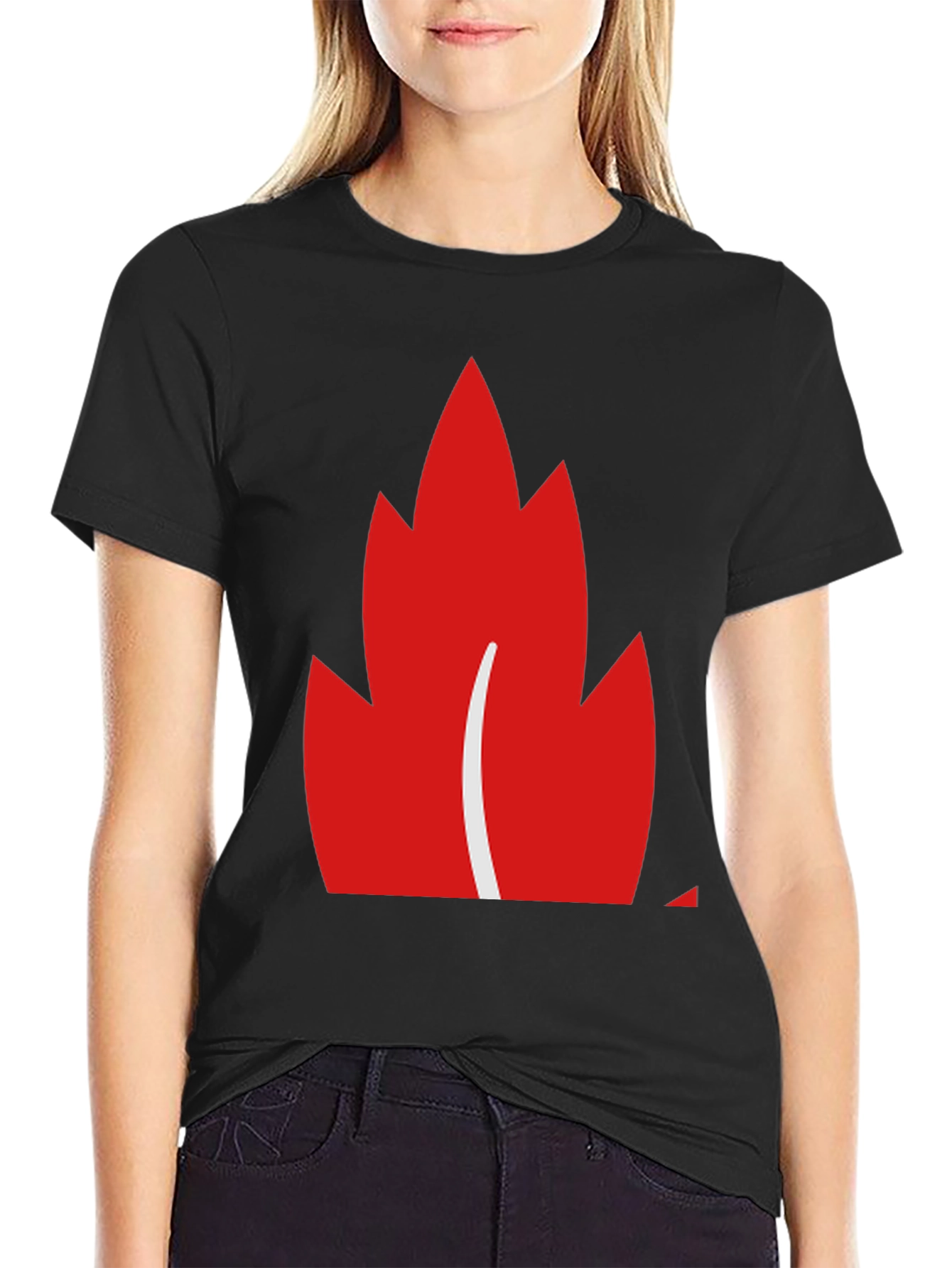 Black Maple Leaf Graphic Tee - Black Casual Shirt view 2