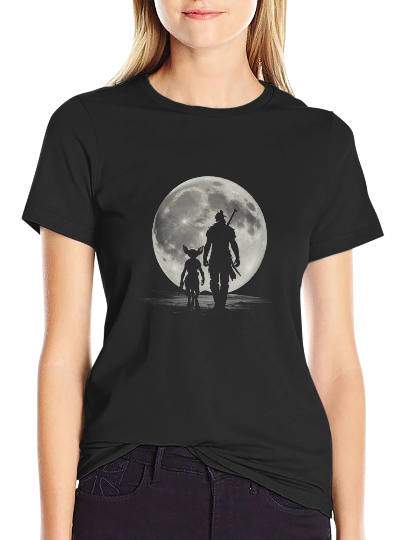Black Moonlit Duo Black Graphic Tee view 2