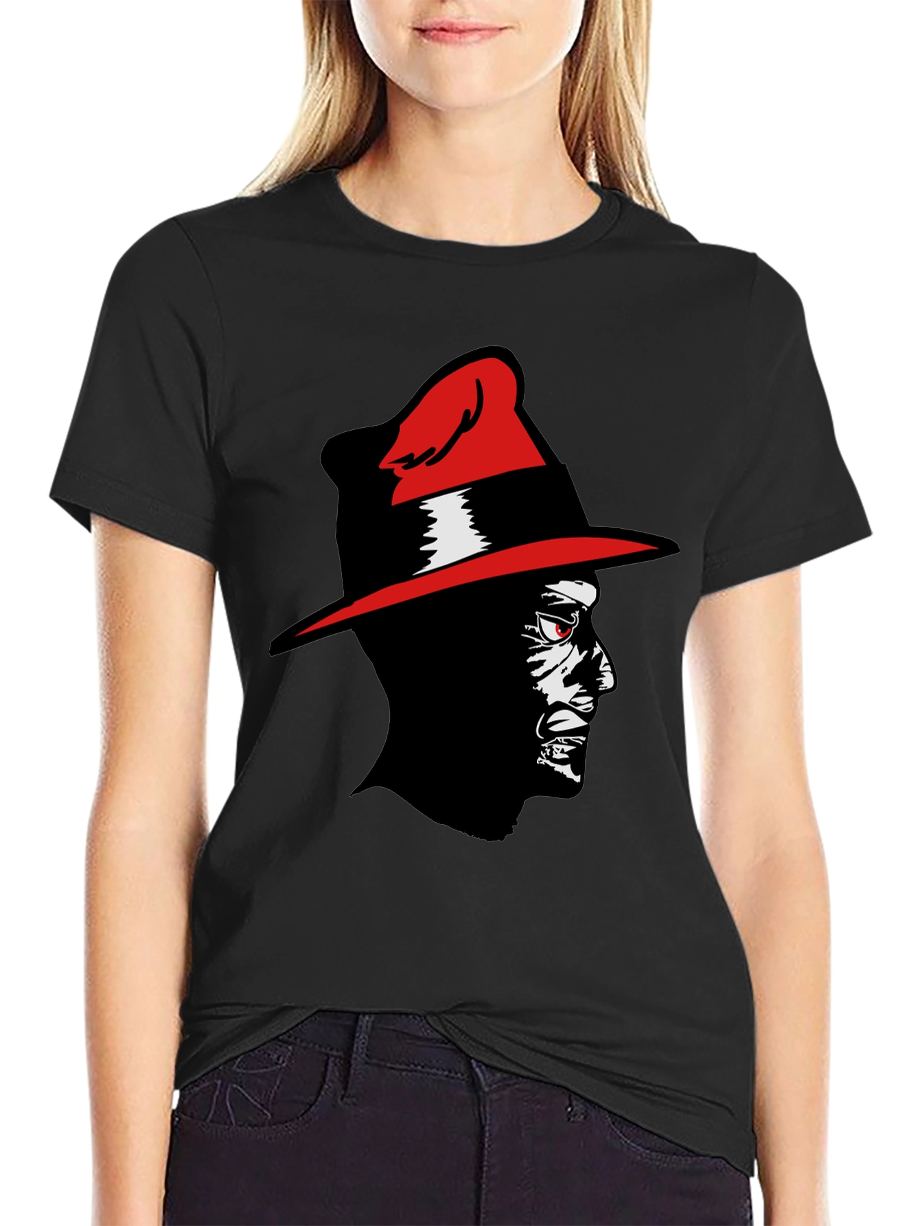 Black Red-Hat Man Graphic Tee view 2