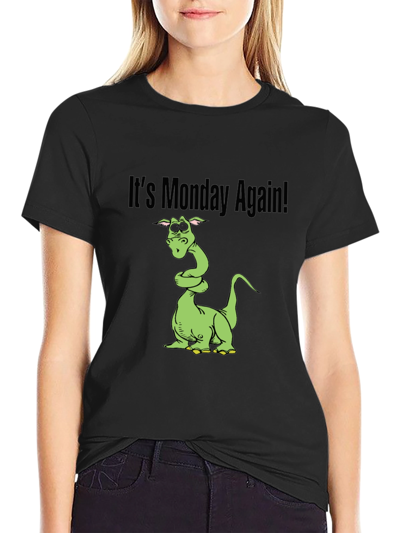 Black It's Monday Again Black T-Shirt view 2