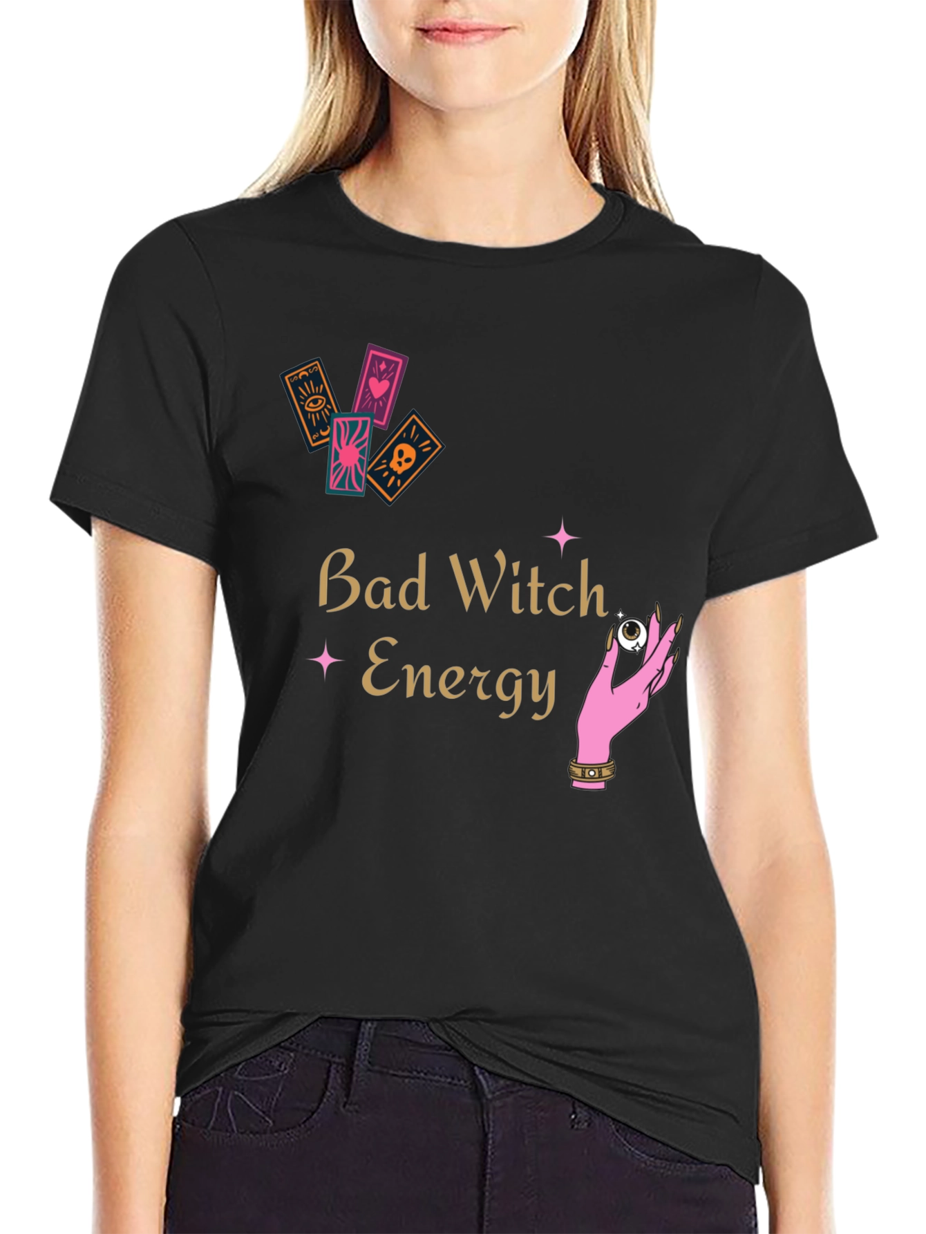 Black Bad Witch Energy Graphic Tee - Unisex Black T-Shirt view 2