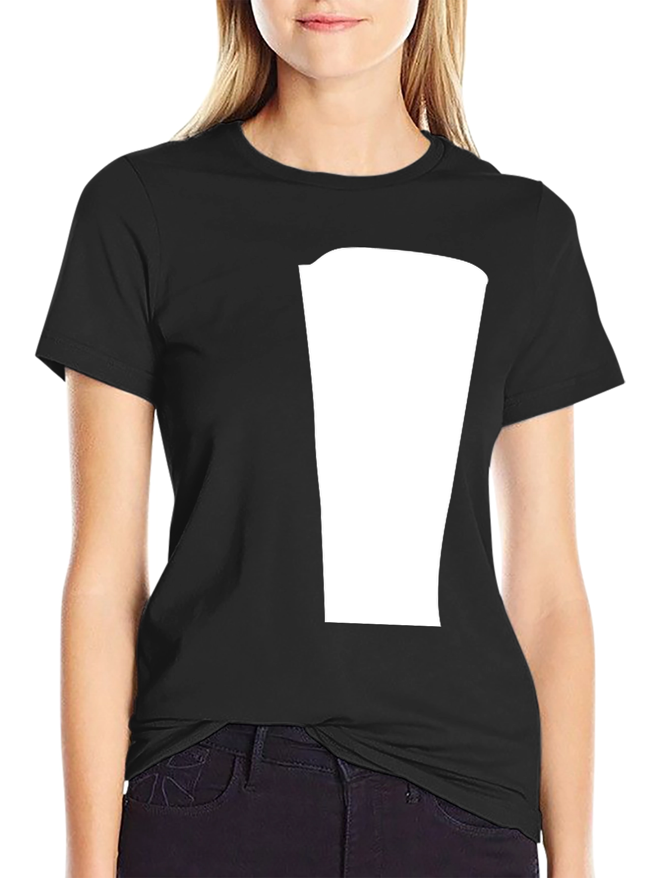 Black Modern Black T-Shirt with Blank Center Panel view 2