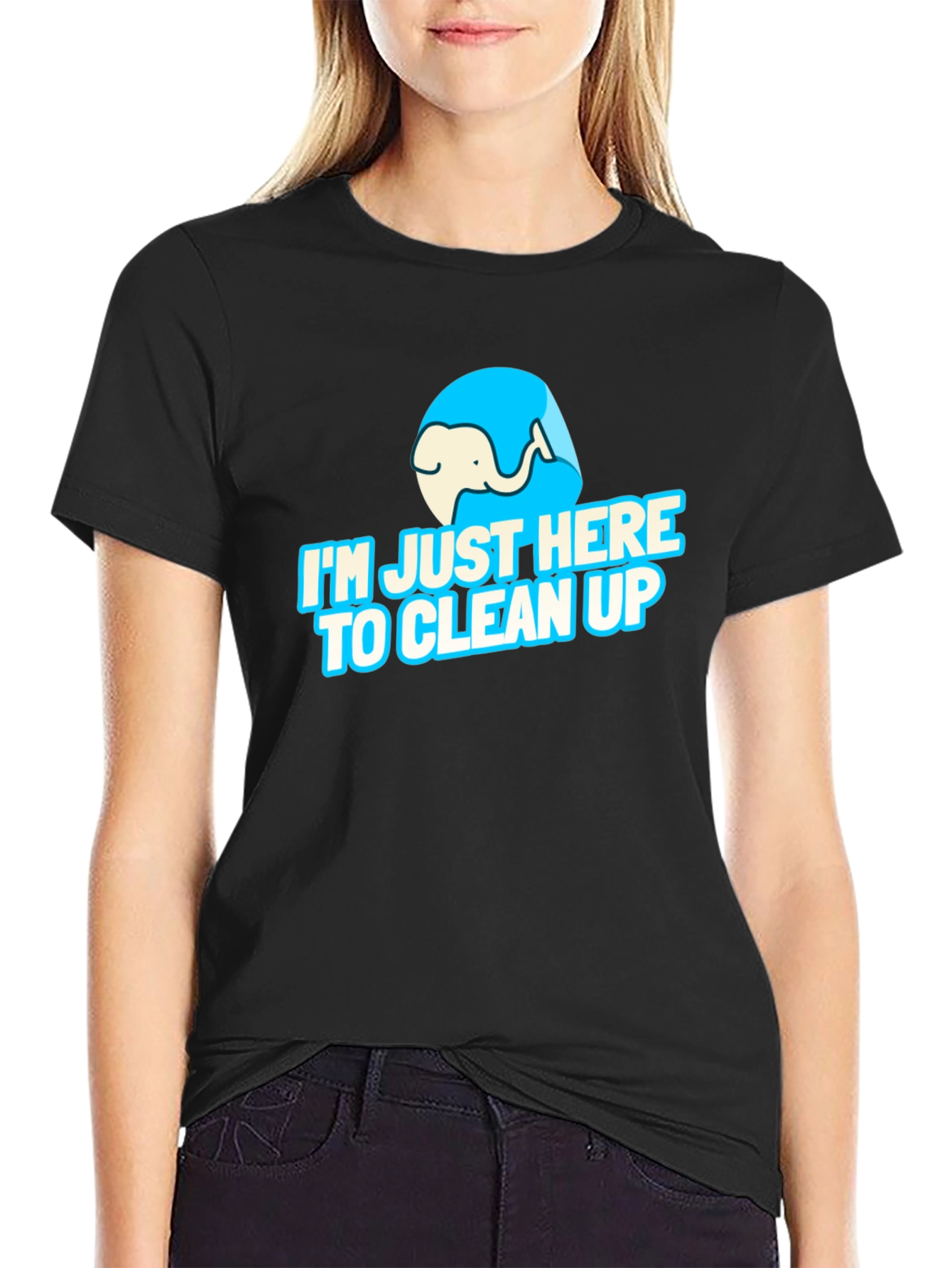 Black I'm Just Here to Clean Up Graphic Tee view 2