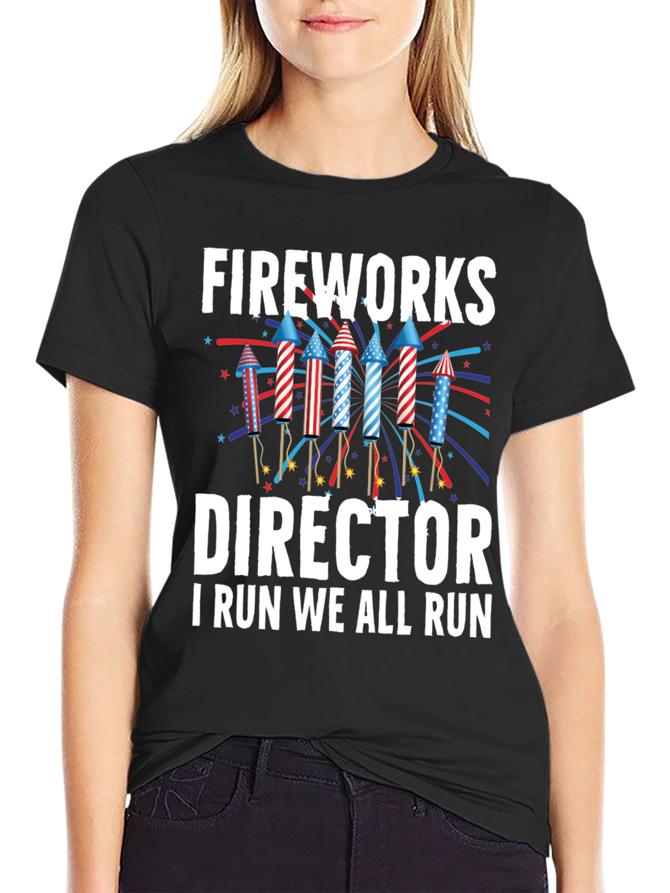 Black Fireworks Director T-Shirt - Funny 4th of July Tee view 2