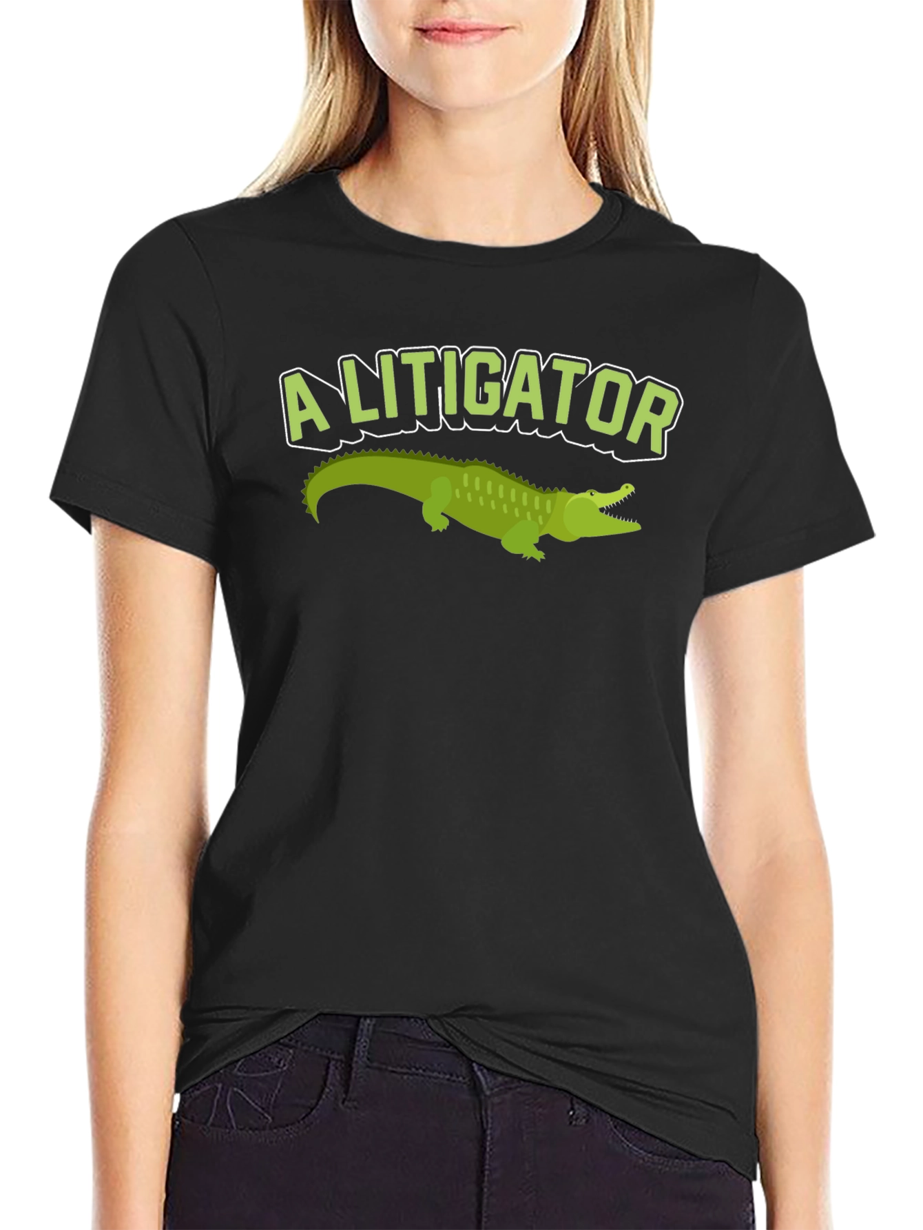 Black A Litigator Alligator T-Shirt - Funny Lawyer Tee view 2
