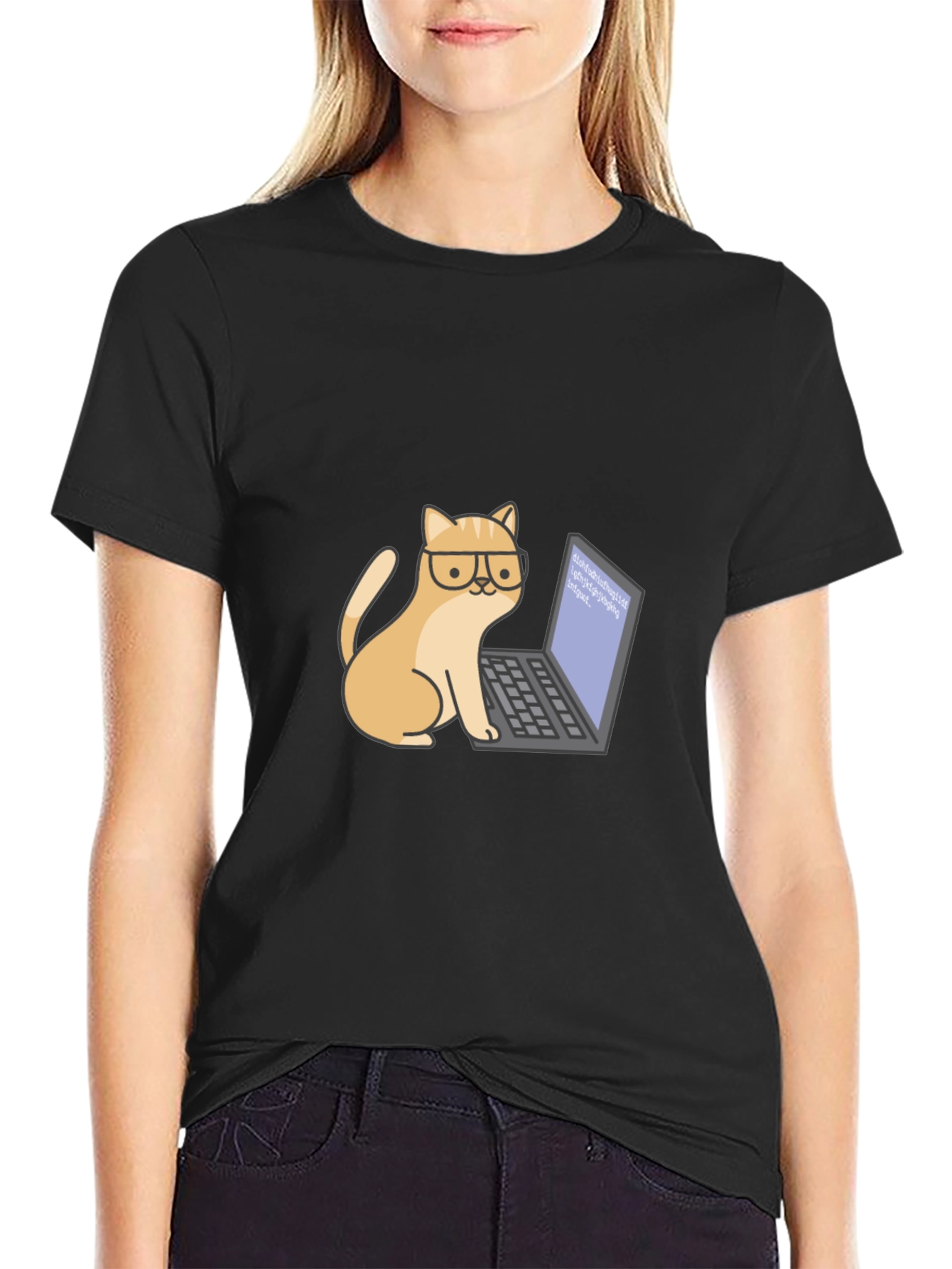 Black Cat Programmer T-Shirt - Cute & Geeky view 2