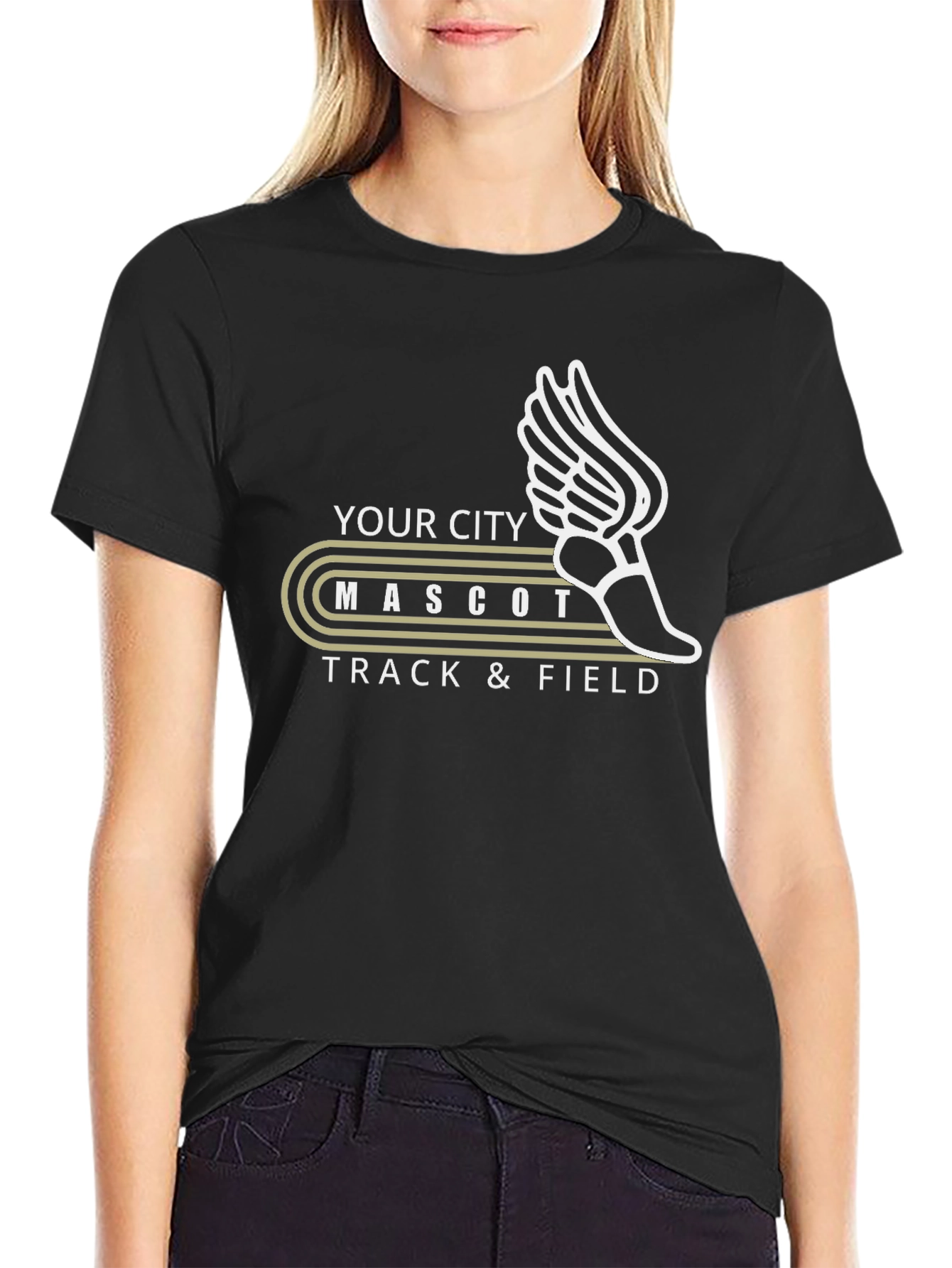 Black City Mascot Track & Field Graphic T-Shirt view 2